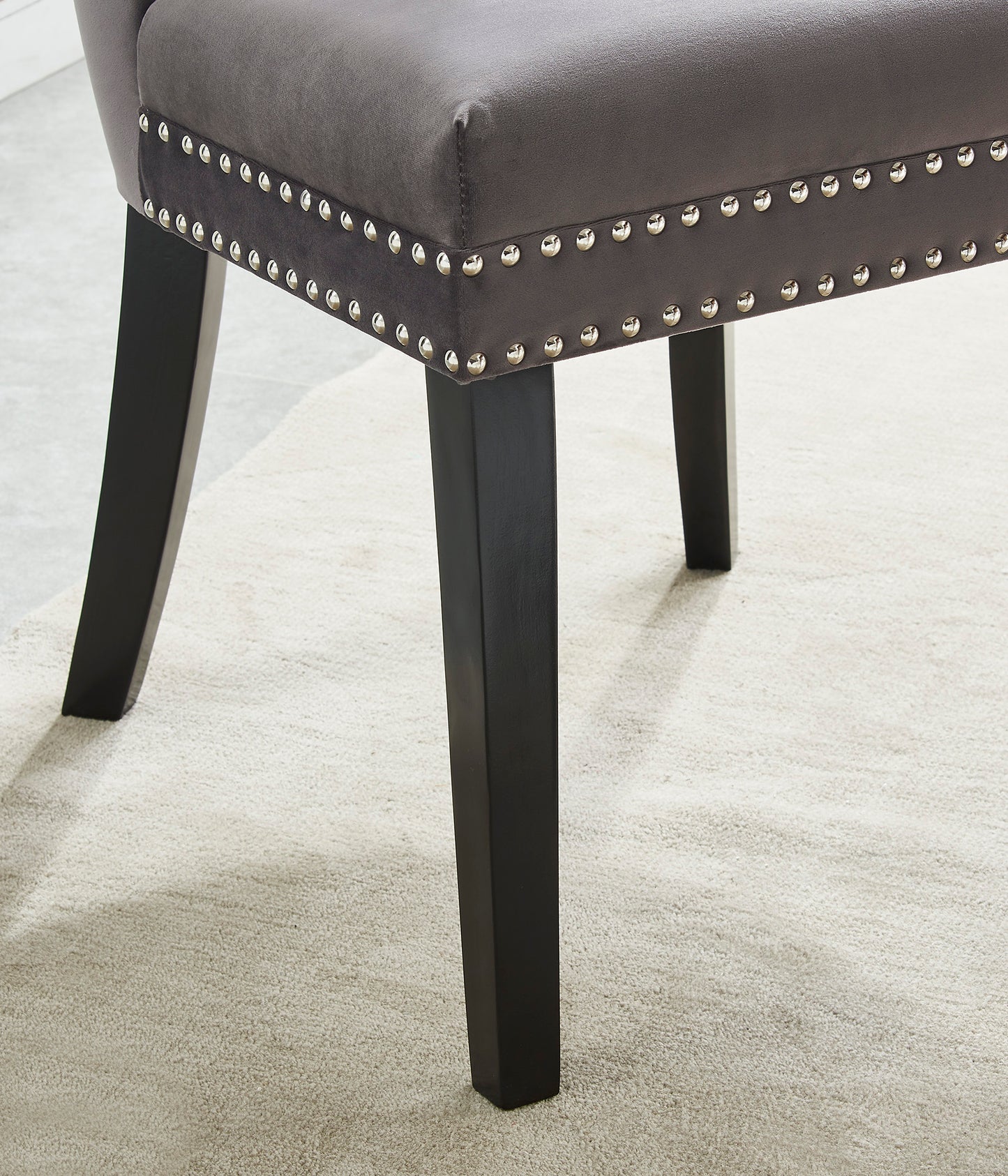 Rizzo Side Chair, Velvet, Set of 2 in Grey and Black