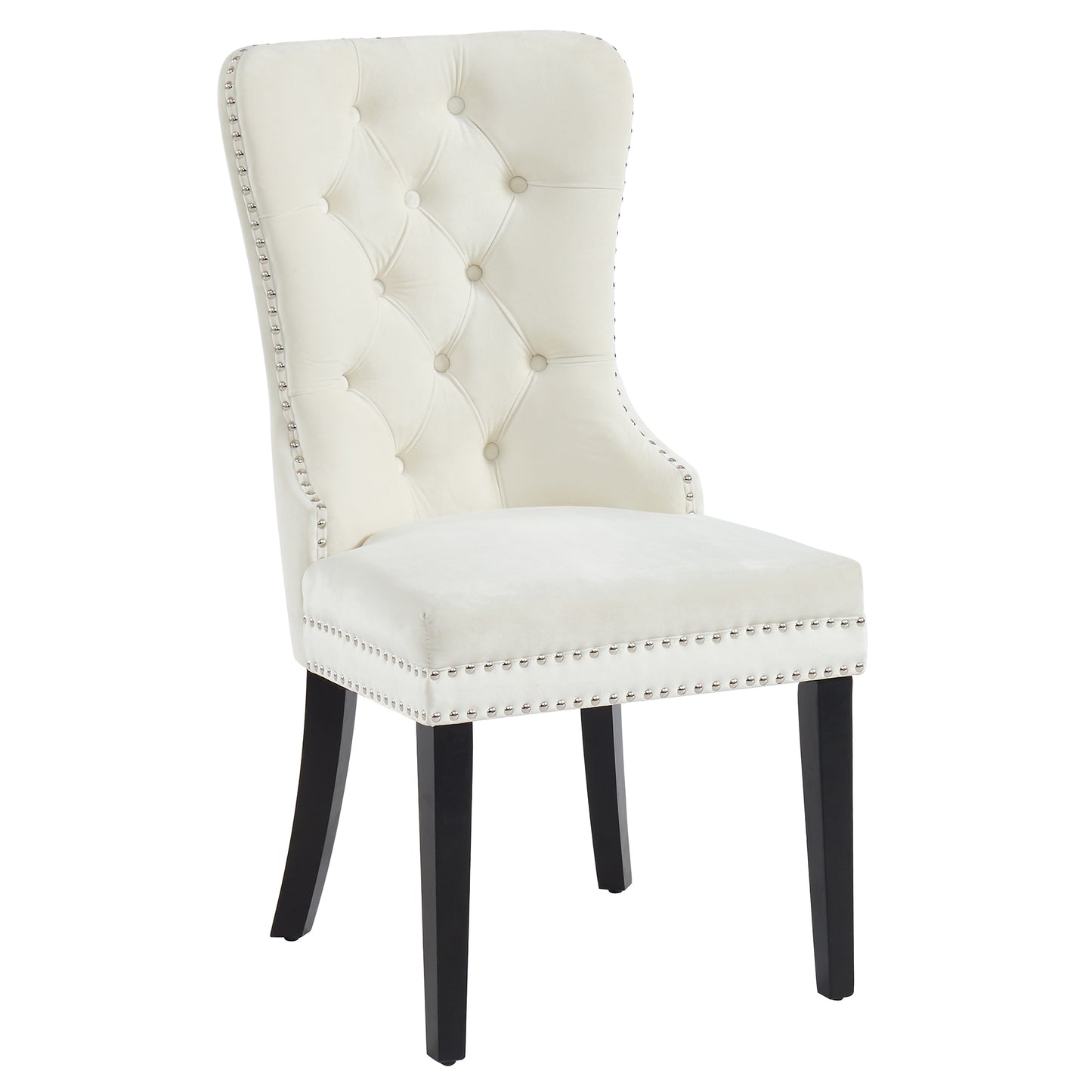 Rizzo Side Chair, Velvet, Set of 2 in Ivory and Black