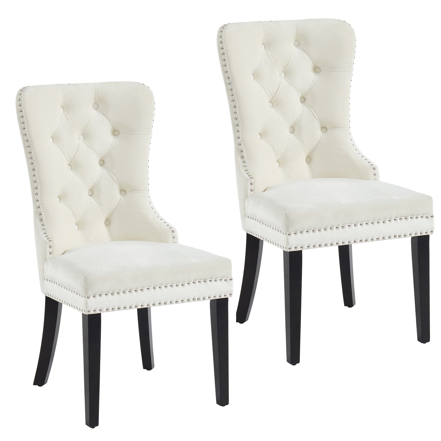 Rizzo Side Chair, Velvet, Set of 2 in Ivory and Black