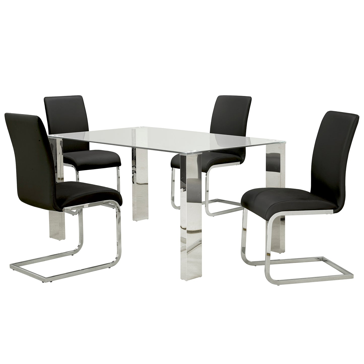 Maxim Side Chair, Set of 2 in Black and Chrome