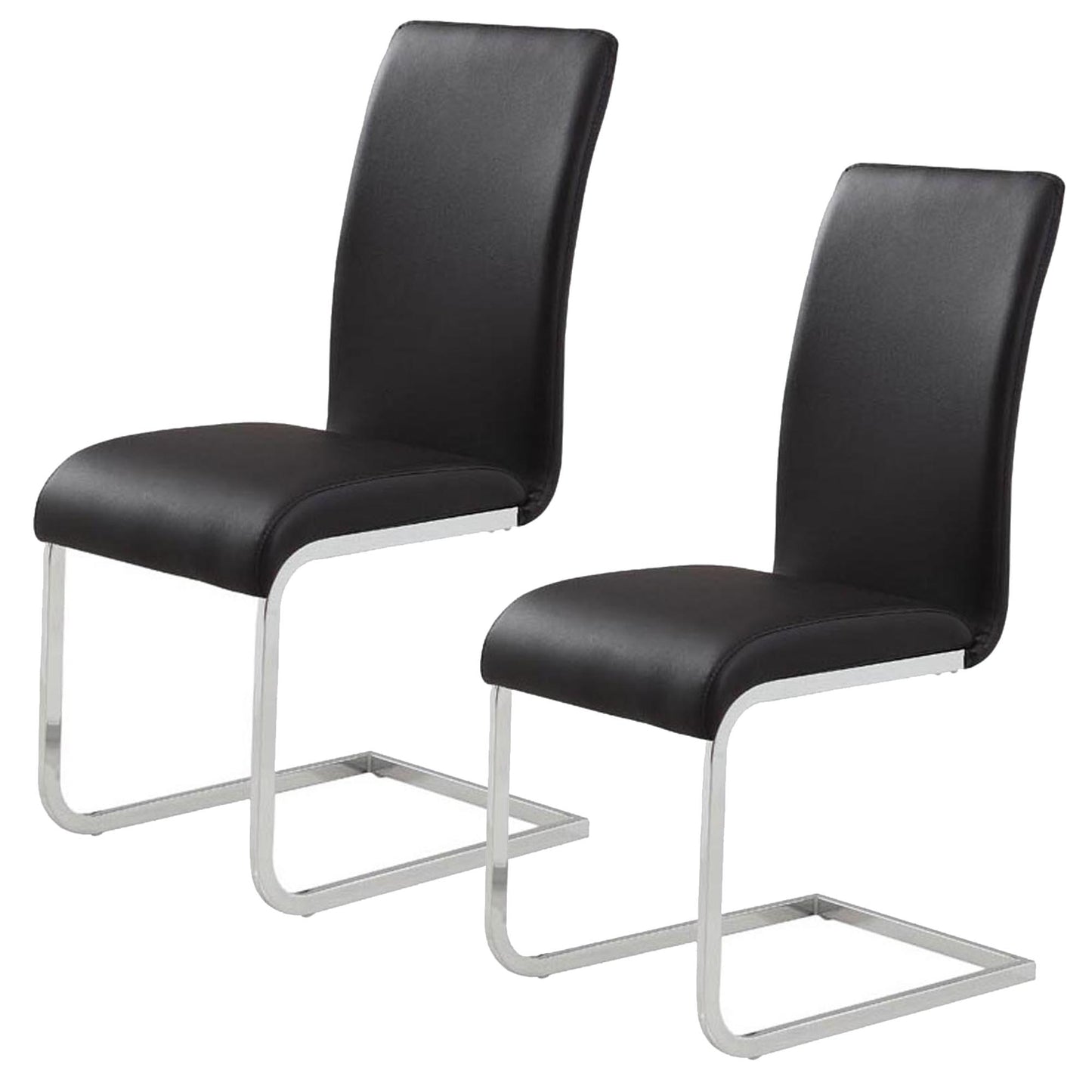 Maxim Side Chair, Set of 2 in Black and Chrome