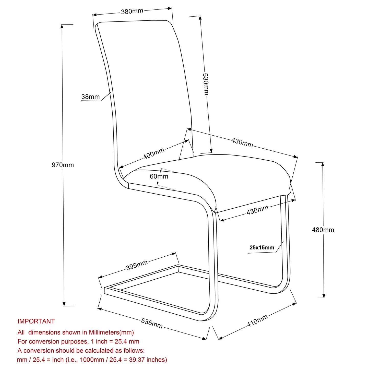 Maxim Side Chair, Set of 2 in Black and Chrome