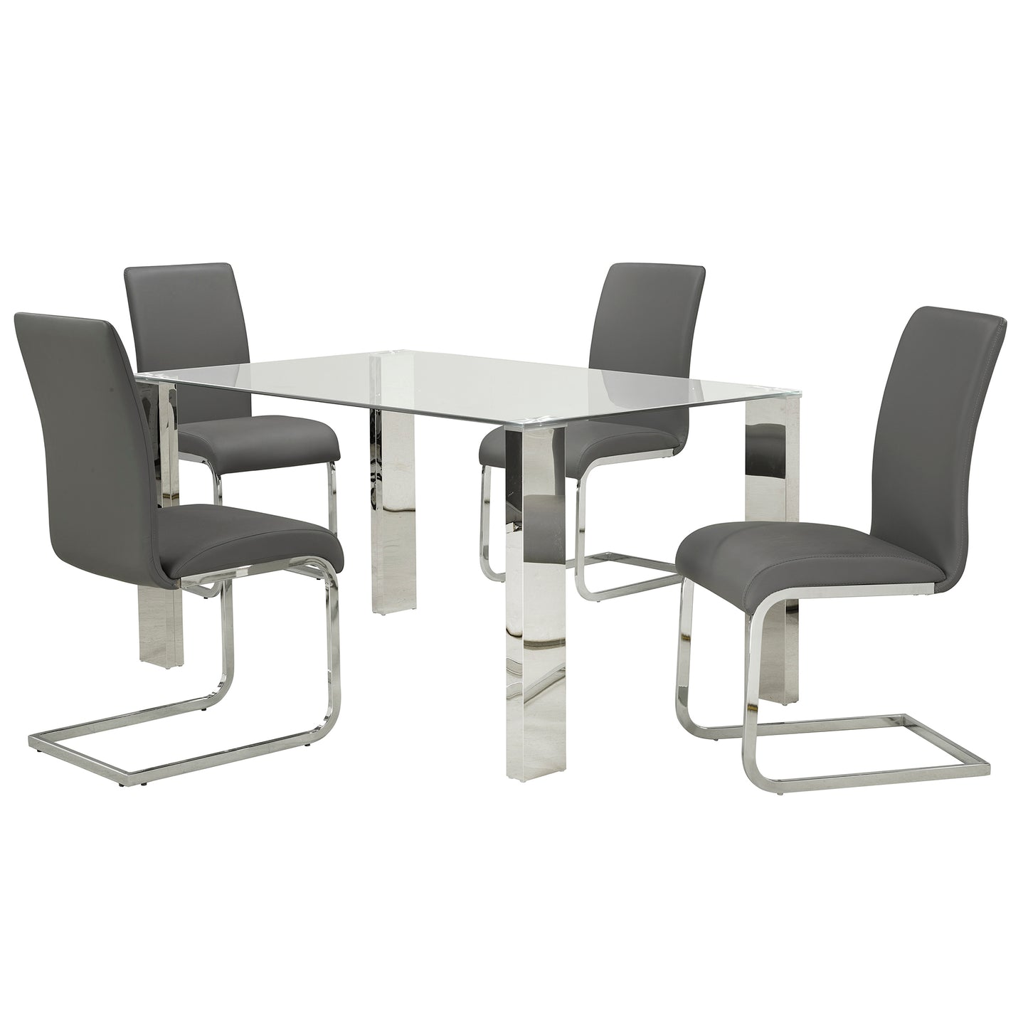 Maxim Side Chair, Set of 2 in Grey and Chrome