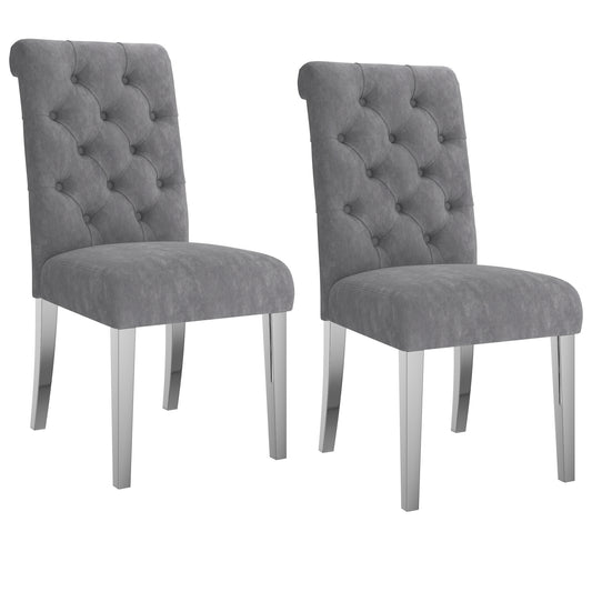 Chloe Side Chair, Set of 2 in Grey and Silver