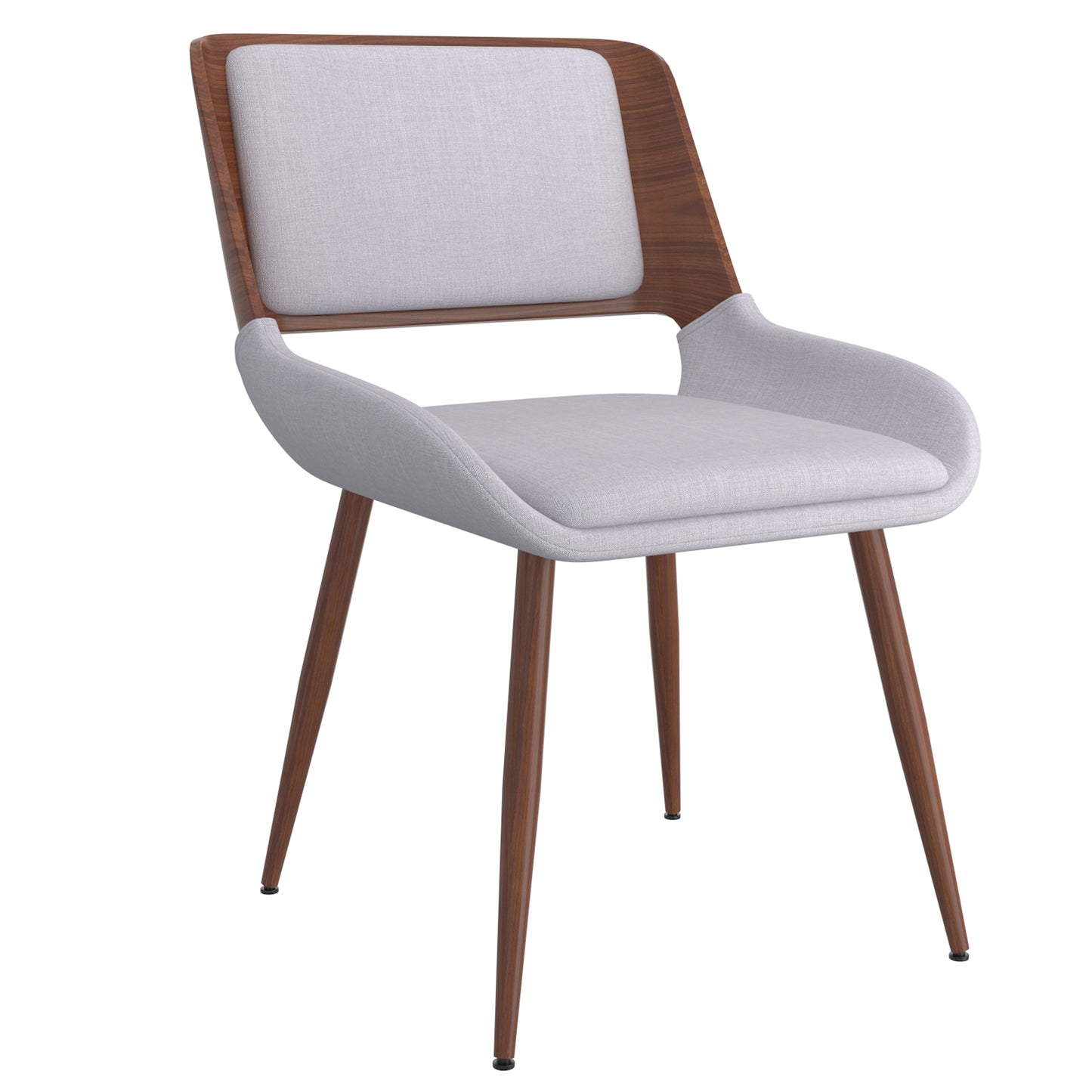 Hudson Side Chair in Grey Fabric and Walnut