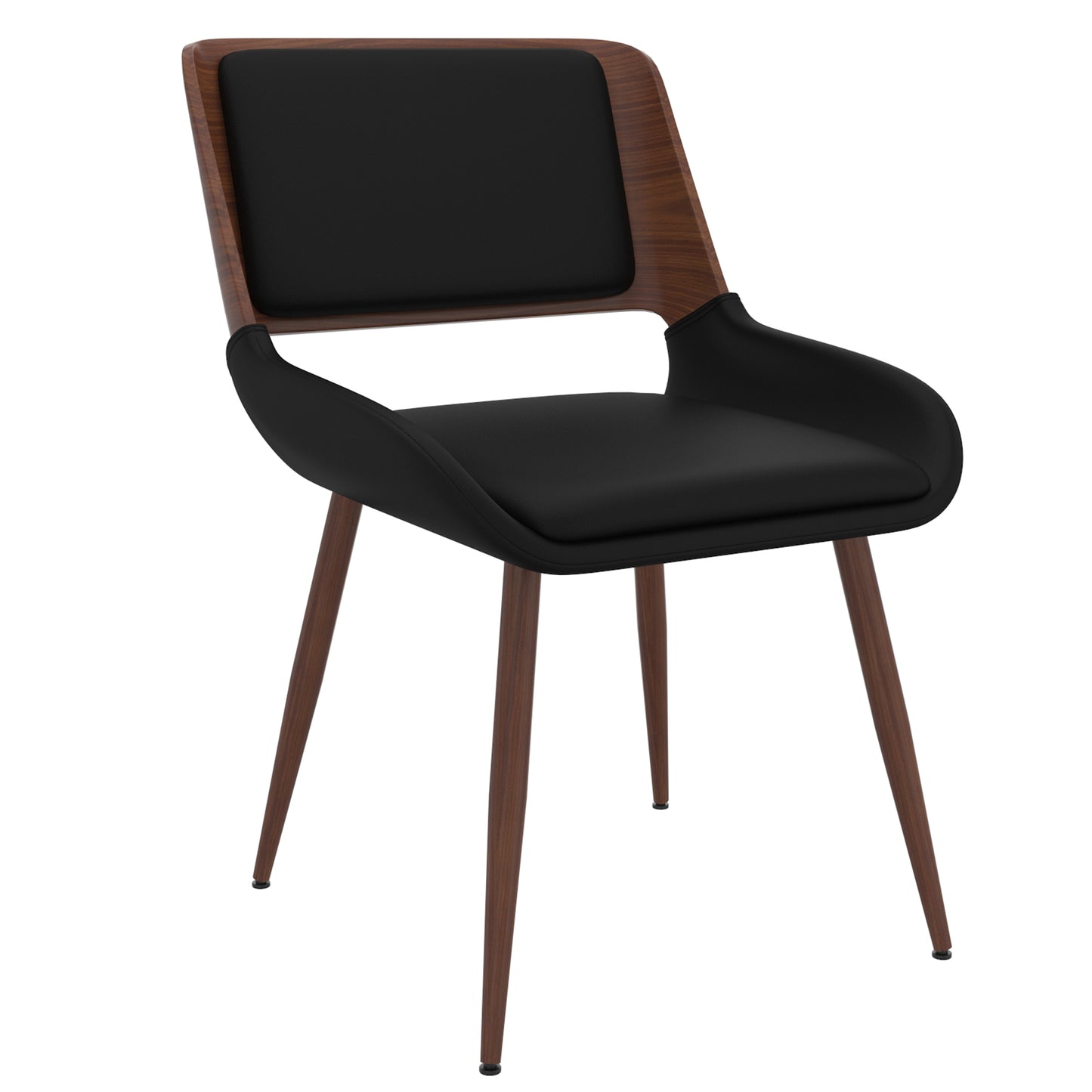 Hudson Side Chair in Black Faux Leather and Walnut (EACH)