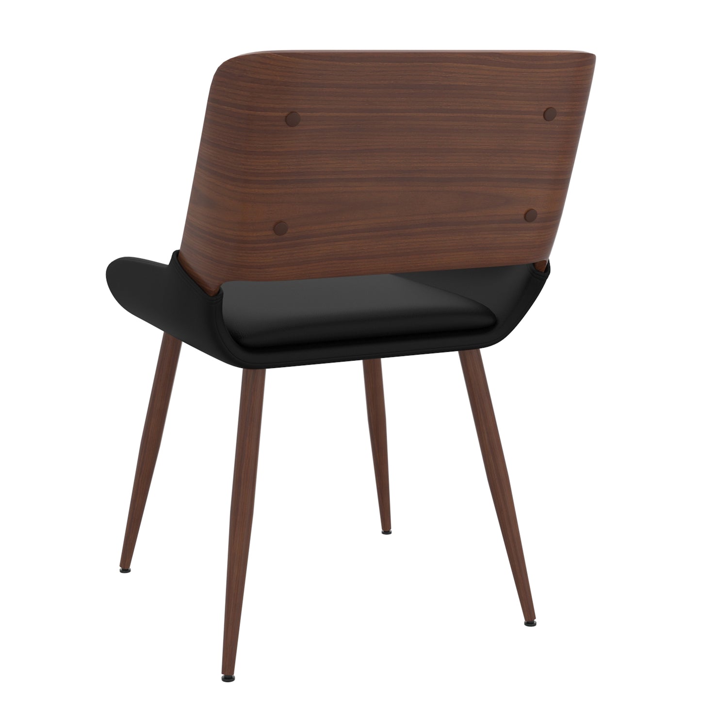 Hudson Side Chair in Black Faux Leather and Walnut (EACH)