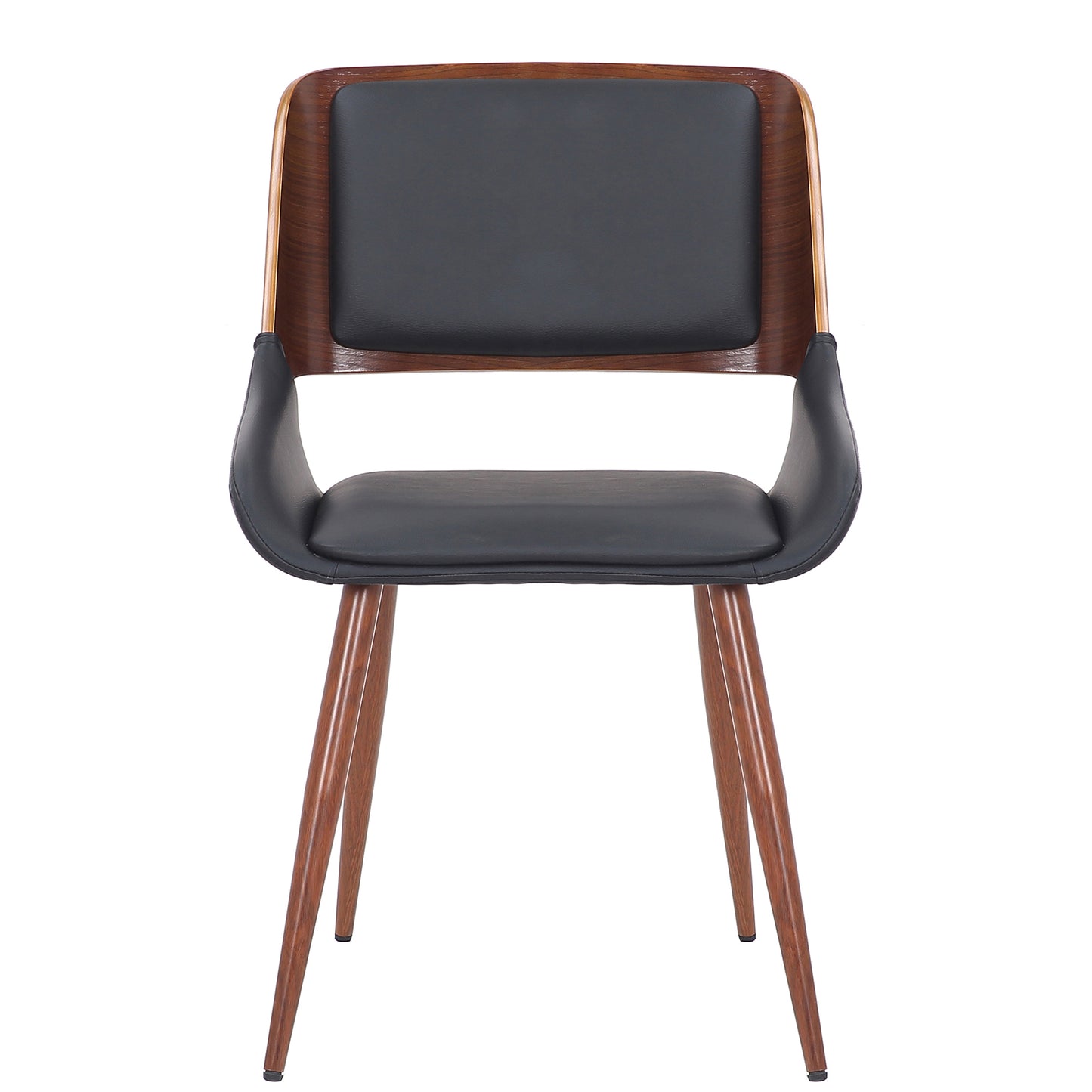 Hudson Side Chair in Black Faux Leather and Walnut (EACH)