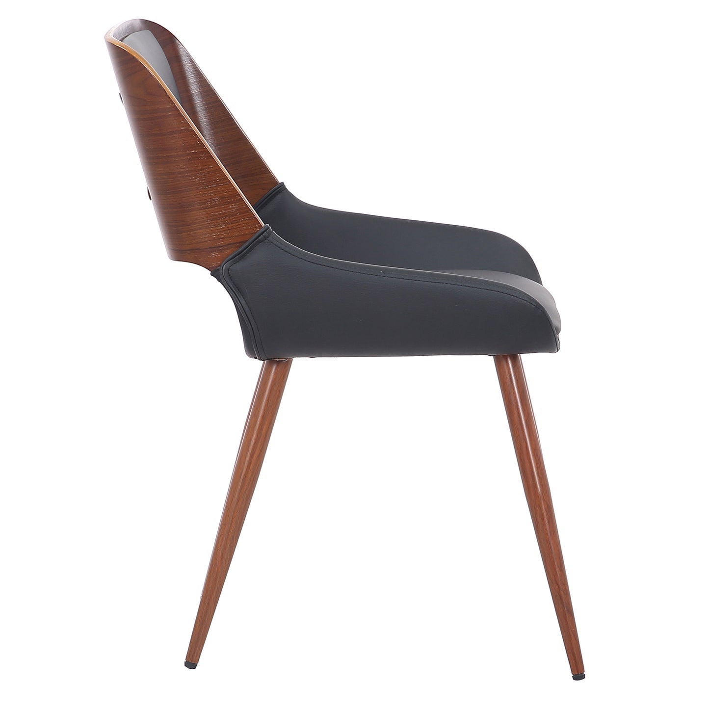 Hudson Side Chair in Black Faux Leather and Walnut (EACH)