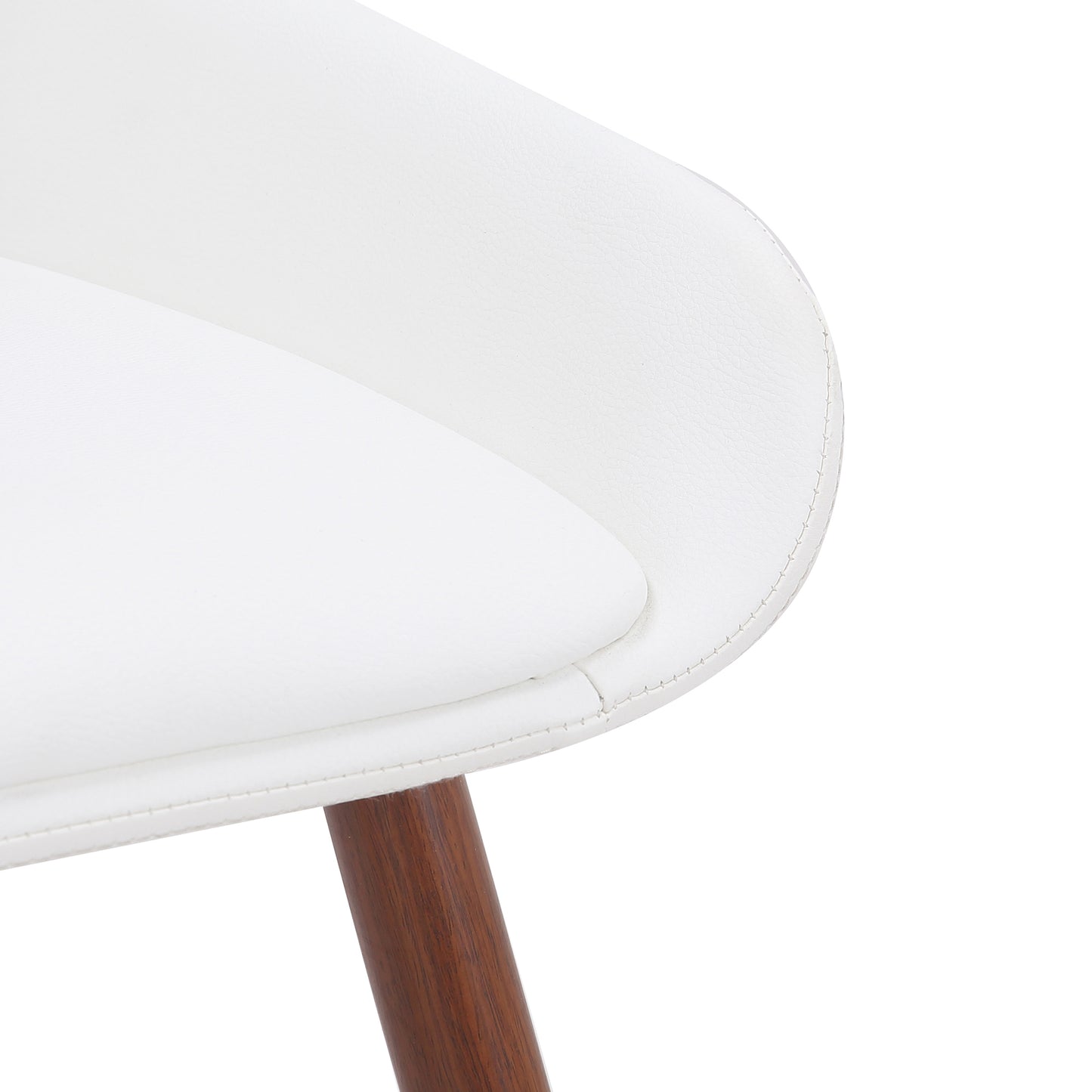 Hudson Side Chair in White Faux Leather and Walnut