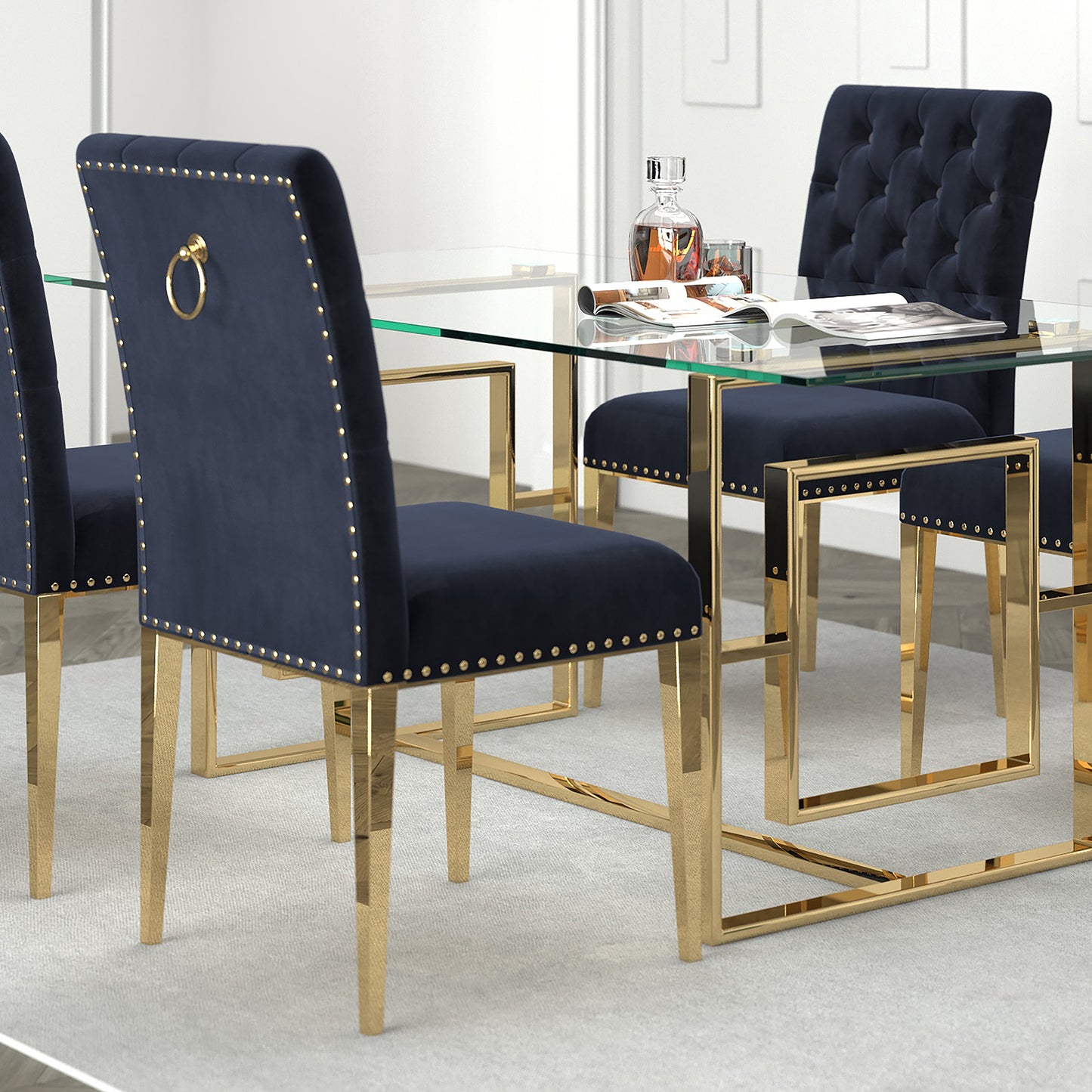 Azul Side Chair, Set of 2 in Black and Gold