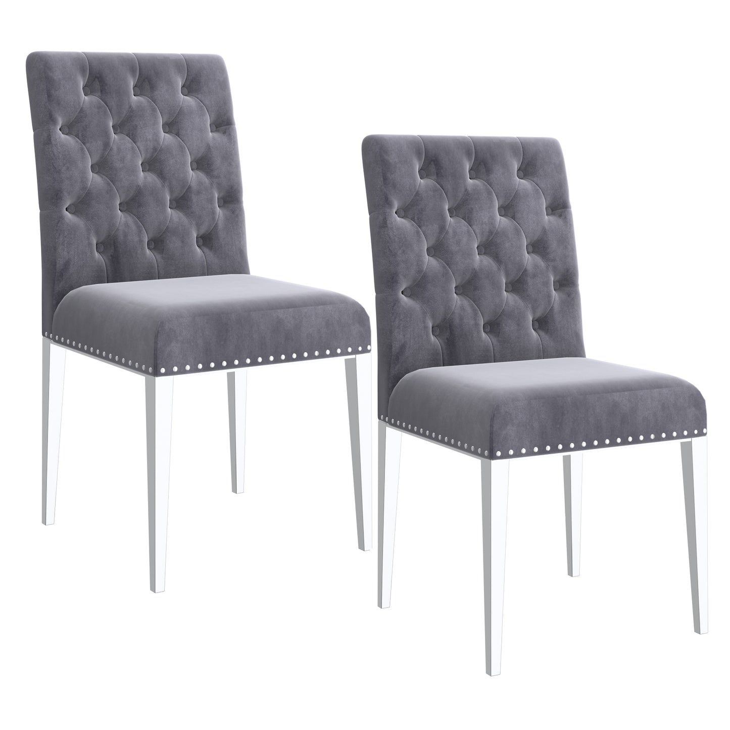 Azul Side Chair, Set of 2 in Grey and Silver