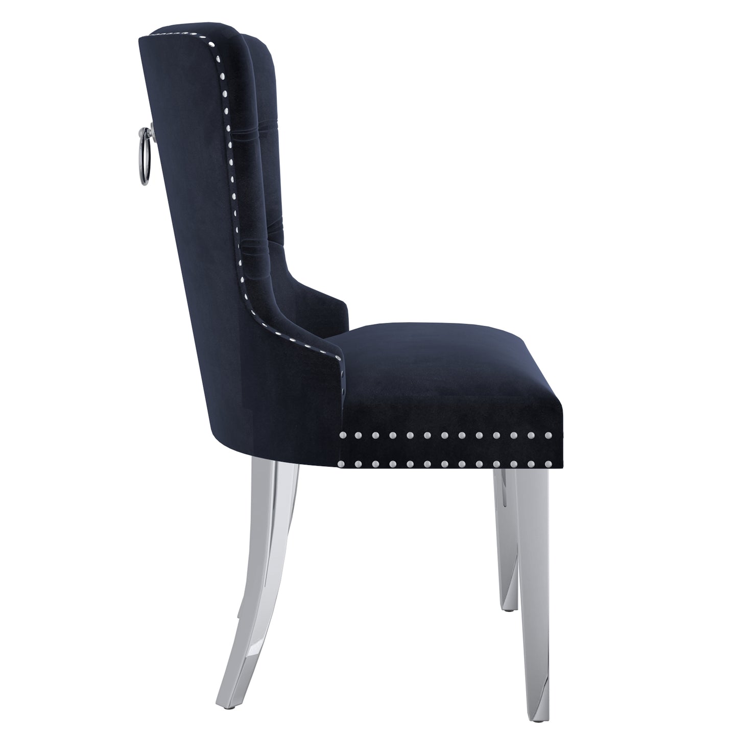 Hollis Side Chair, Set of 2 in Black and Chrome