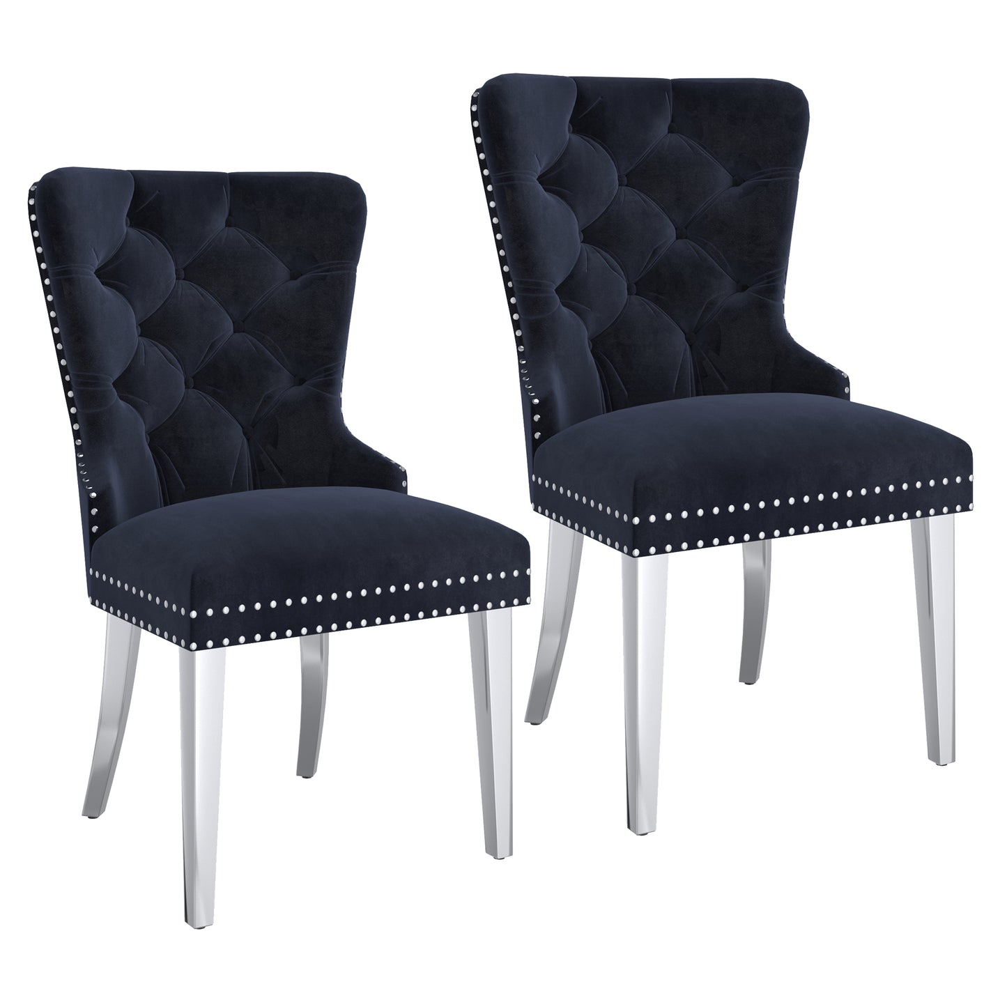 Hollis Side Chair, Set of 2 in Black and Chrome