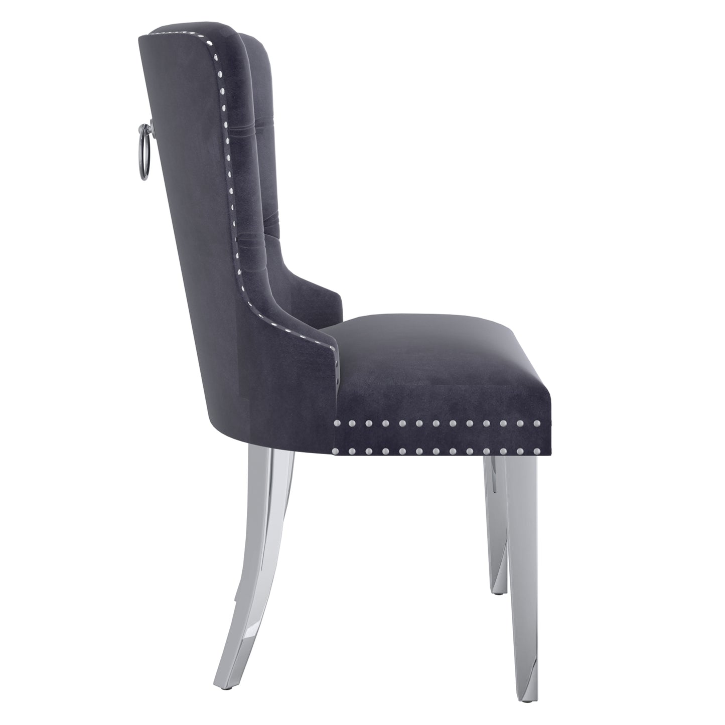 Hollis Side Chair, Set of 2 in Grey and Chrome