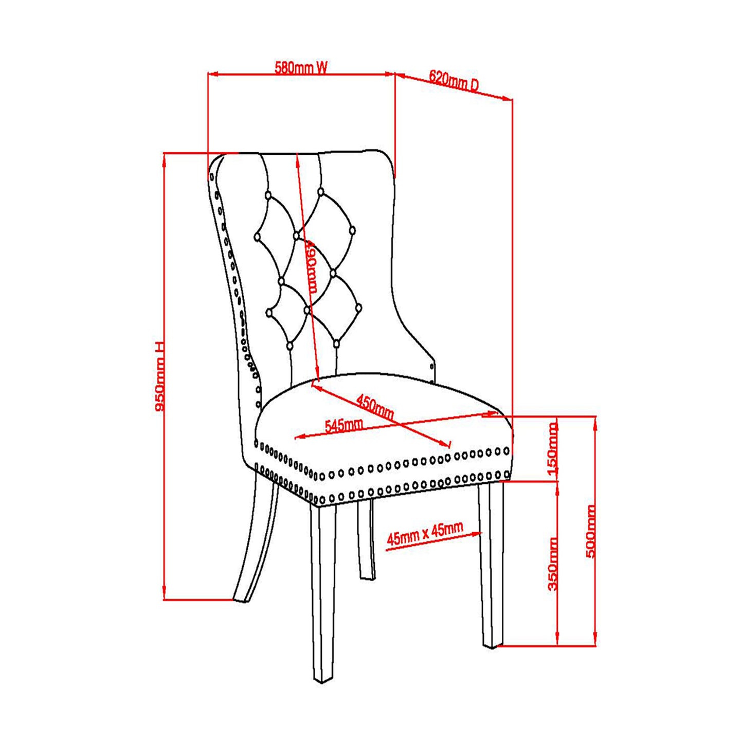 Hollis Side Chair, Set of 2 in Grey and Chrome