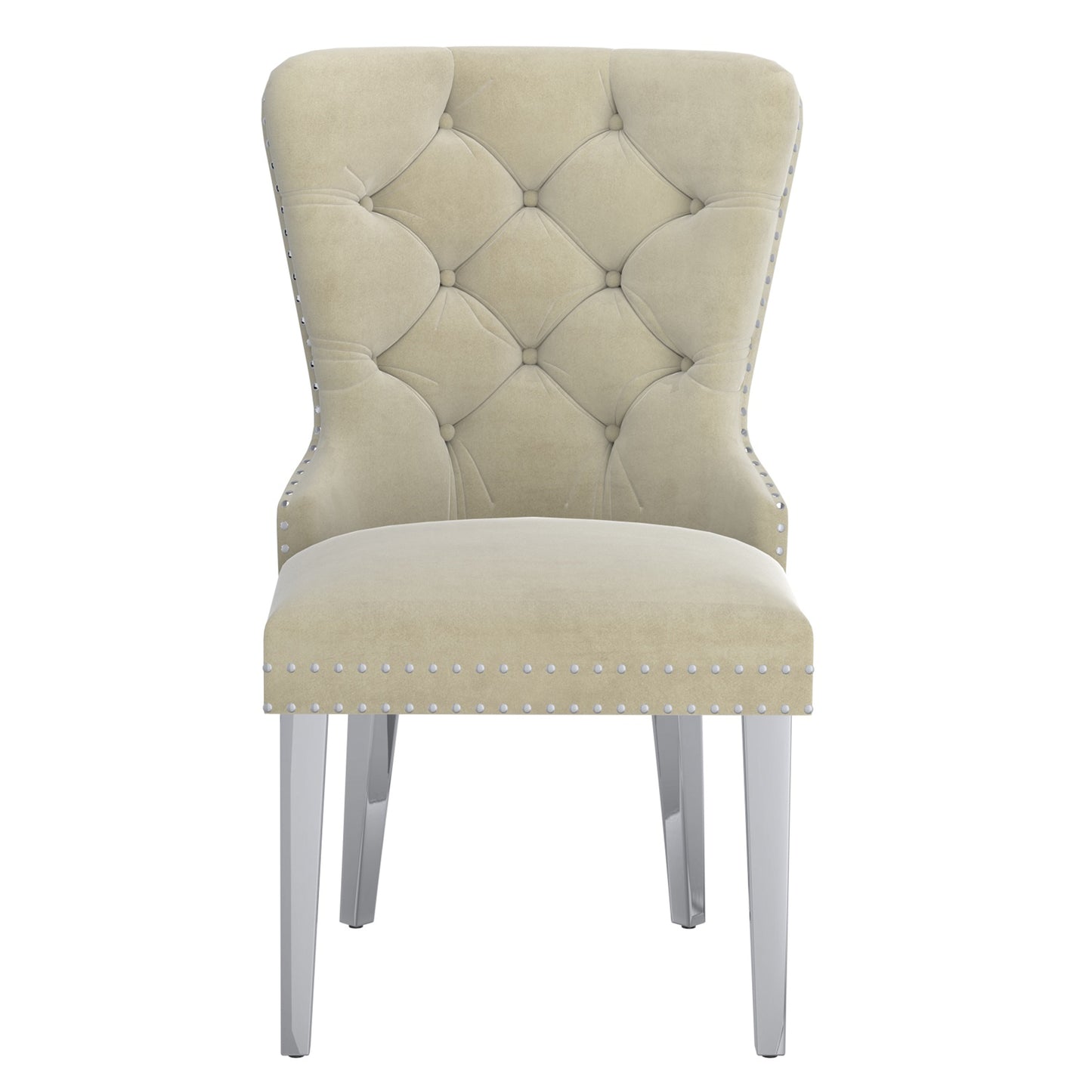 Hollis Side Chair, Set of 2 in Ivory and Chrome