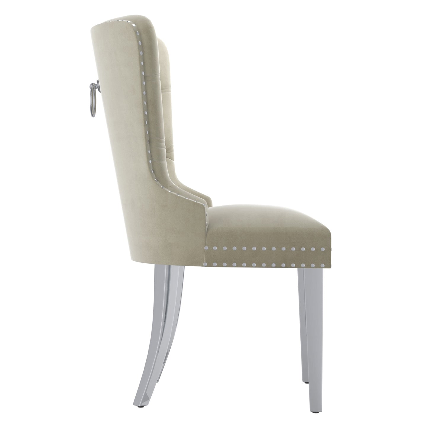 Hollis Side Chair, Set of 2 in Ivory and Chrome