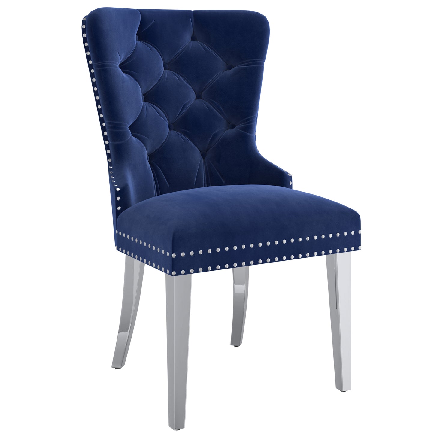 Hollis Side Chair, Set of 2 in Navy and Chrome