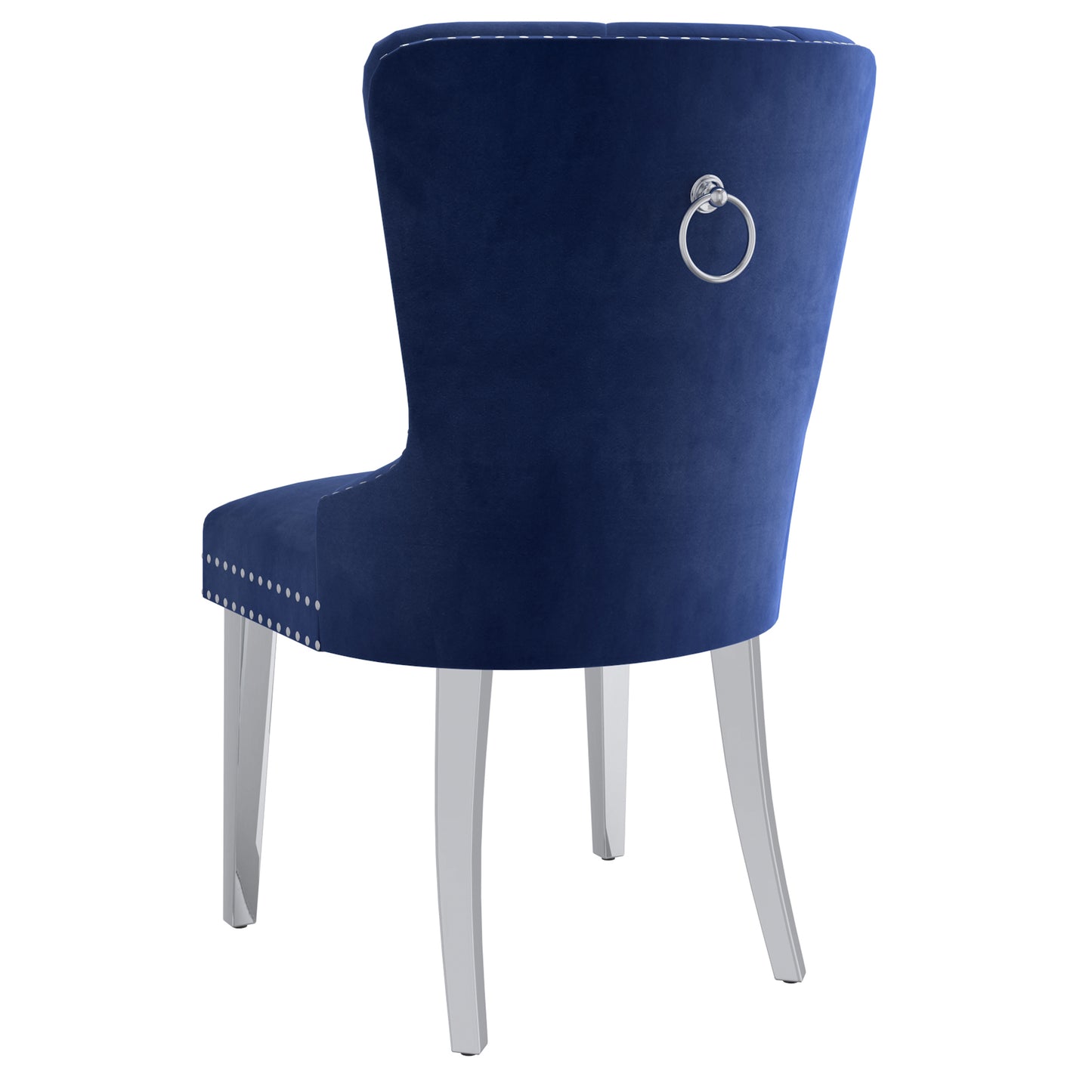 Hollis Side Chair, Set of 2 in Navy and Chrome