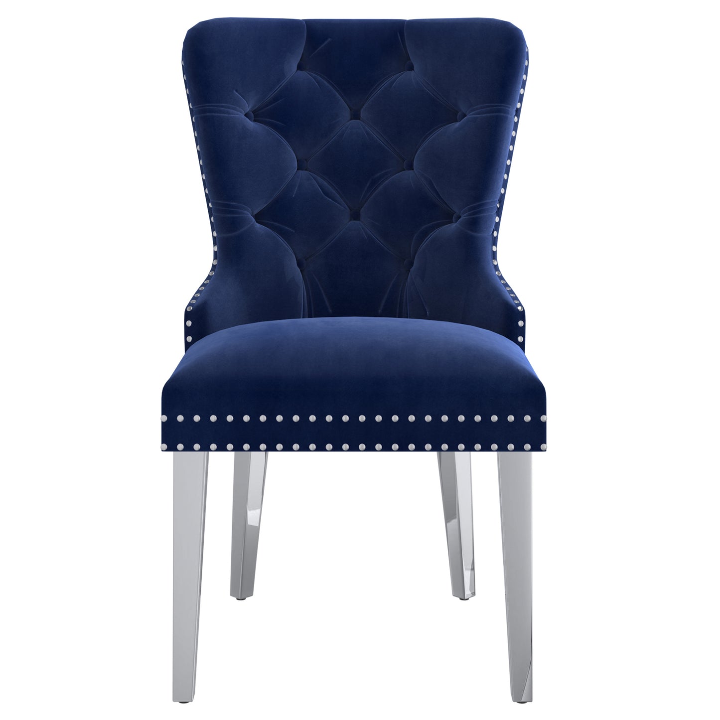 Hollis Side Chair, Set of 2 in Navy and Chrome