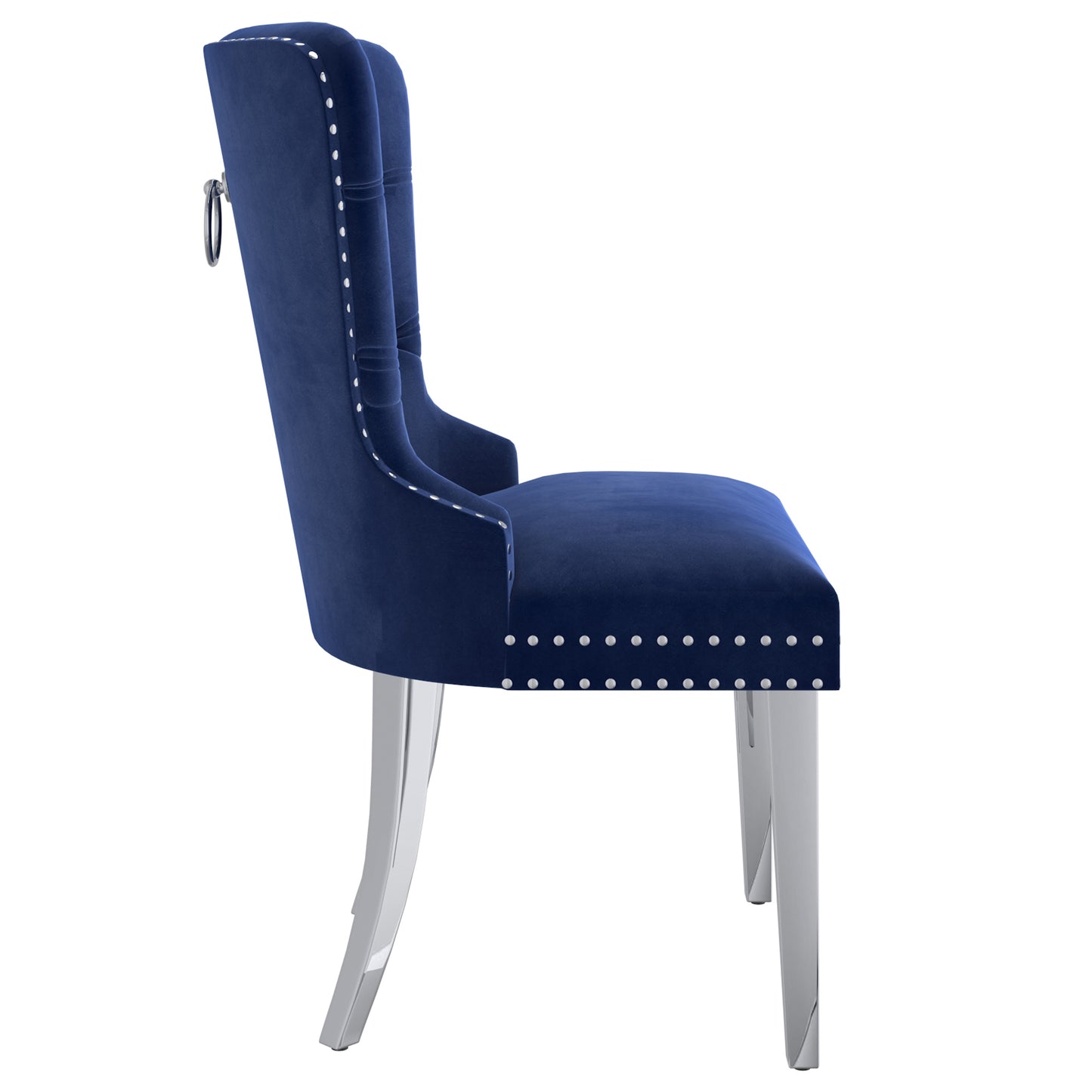 Hollis Side Chair, Set of 2 in Navy and Chrome