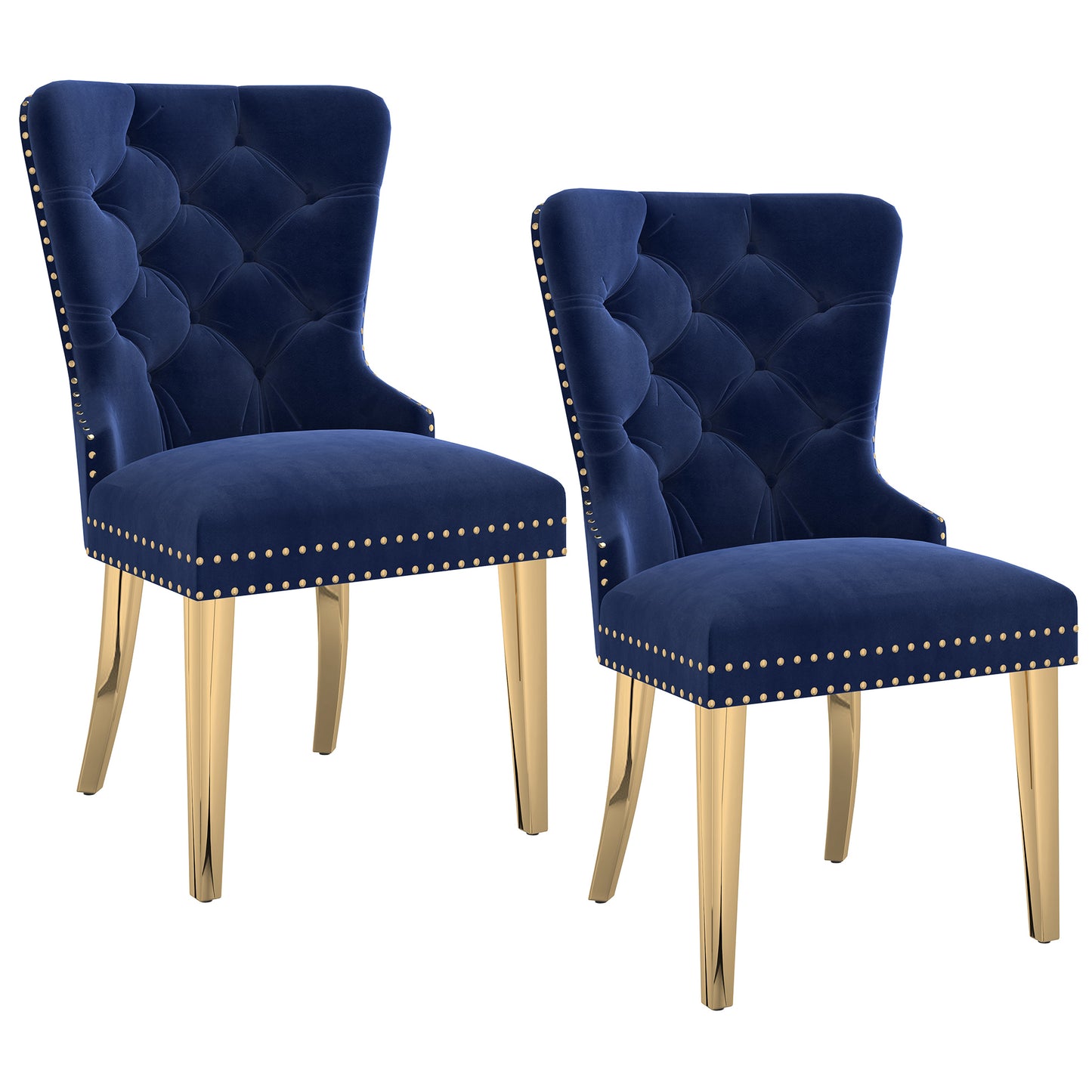 Mizal Side Chair, Set of 2 in Navy and Gold