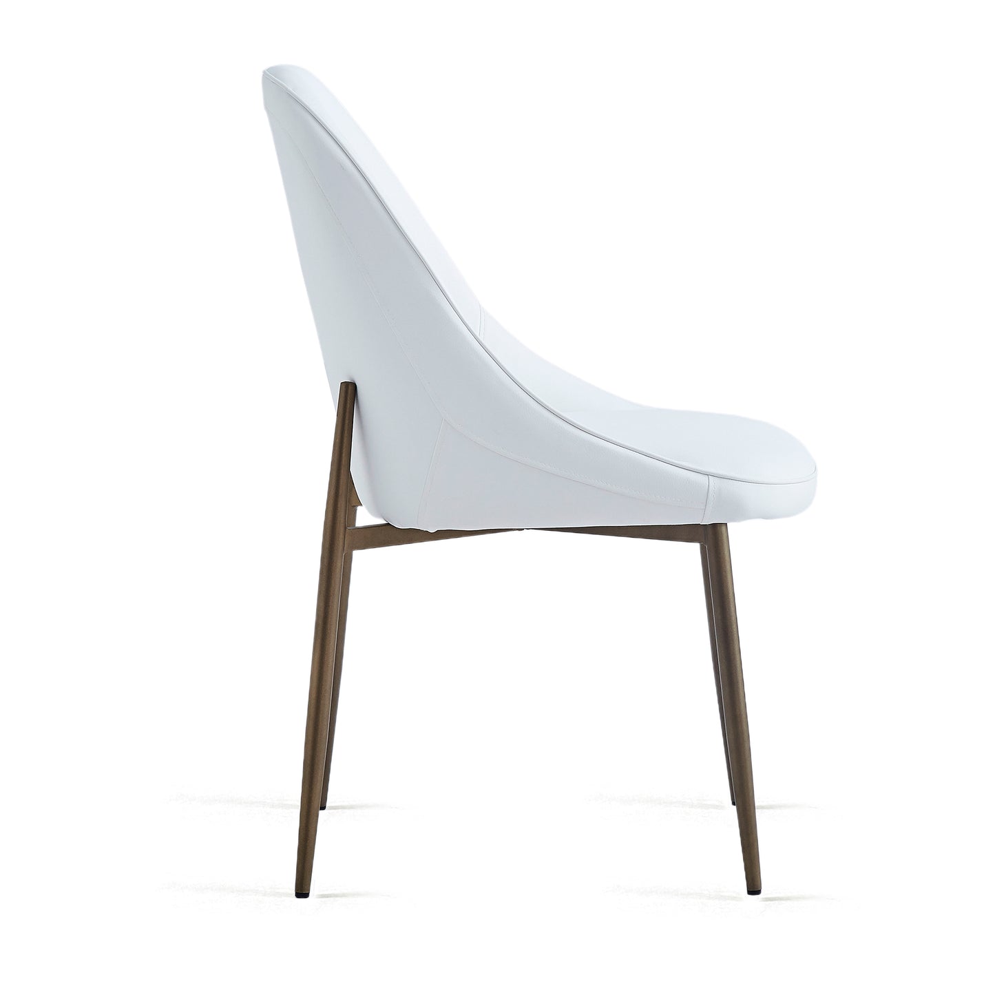 Cleo Side Chair, Set of 2, in White and Aged Gold