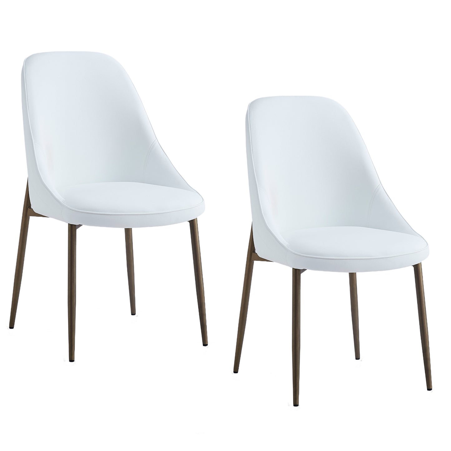 Cleo Side Chair, Set of 2, in White and Aged Gold