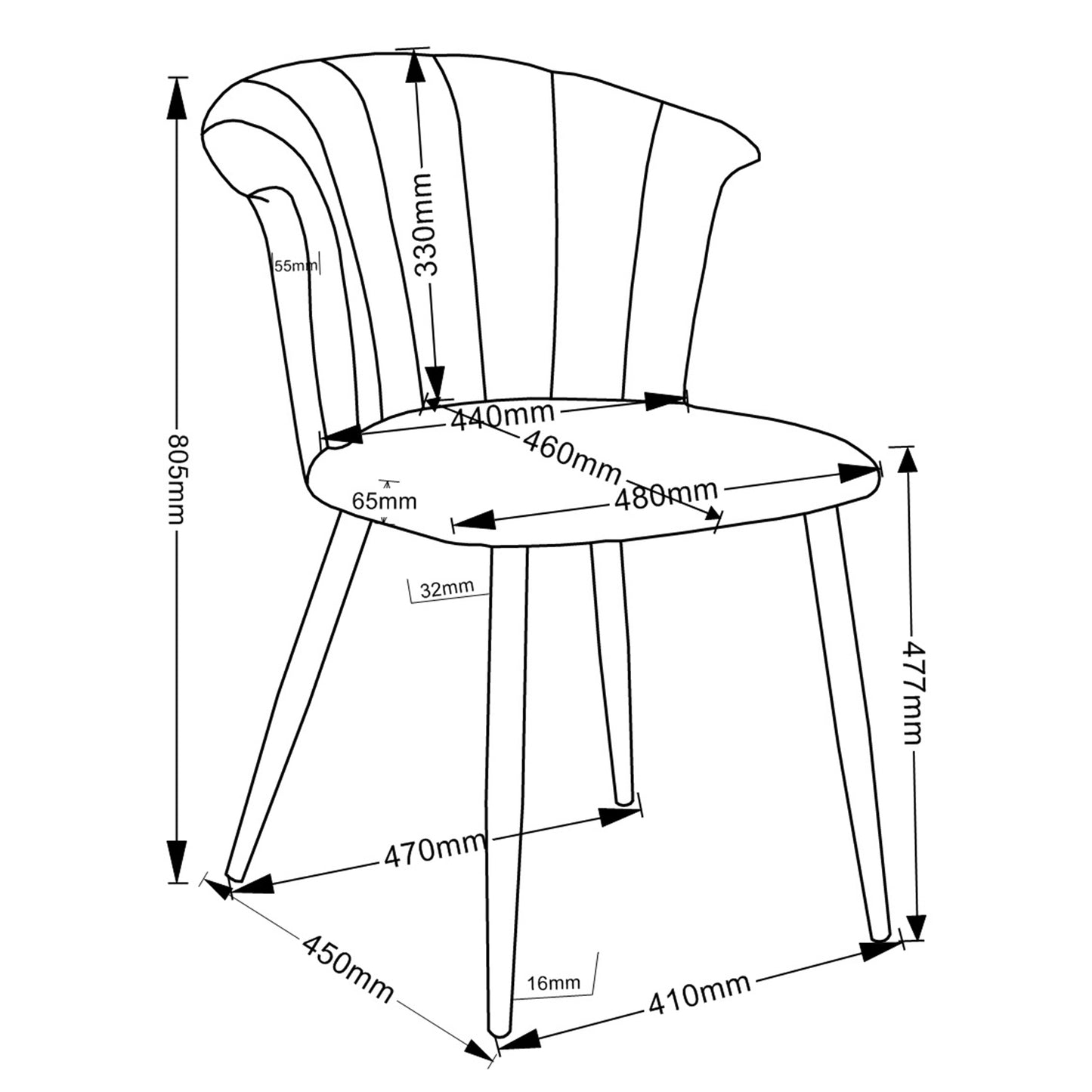 Orchid Side Chair, Set of 2 in Grey and Chrome