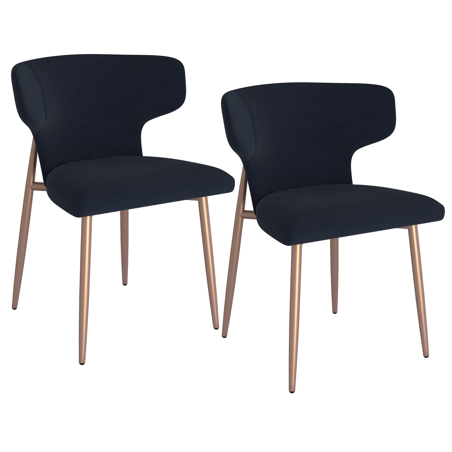 Akira Side Chair, Set of 2 in Black and Aged Gold