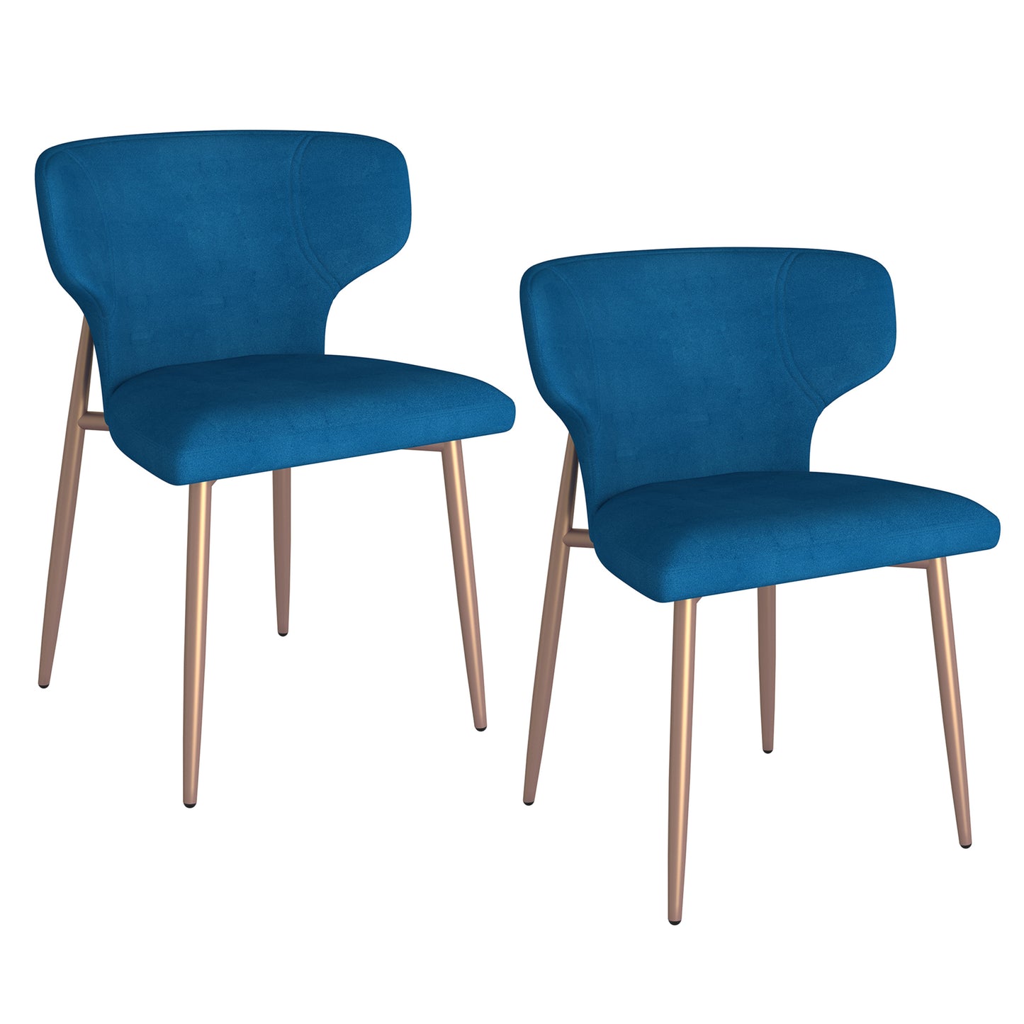 Akira Side Chair, Set of 2 in Blue and Aged Gold