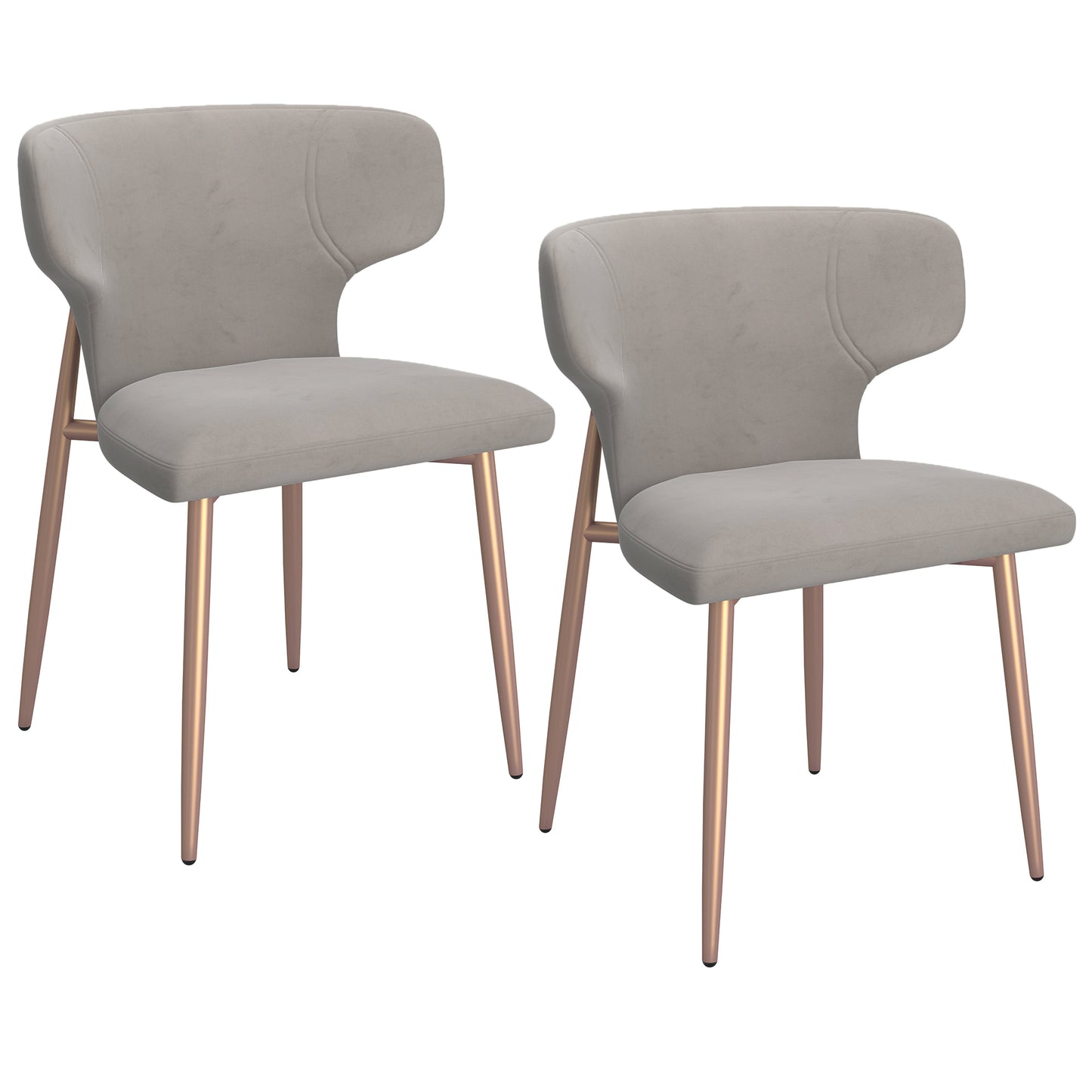 Akira Side Chair, Set of 2 in Grey and Aged Gold