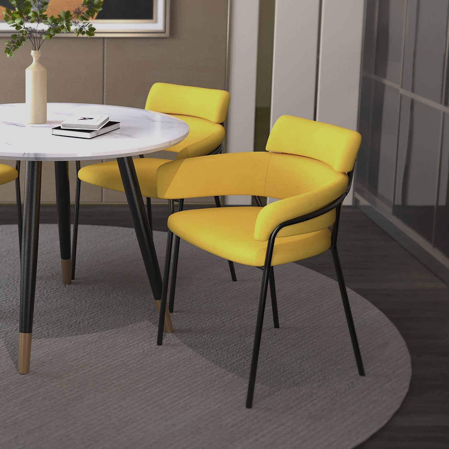 Axel Side Chair, Set of 2 in Mustard and Black