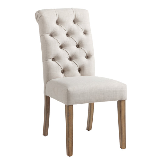 Melia Side Chair, Set of 2 in Beige and Vintage Oak