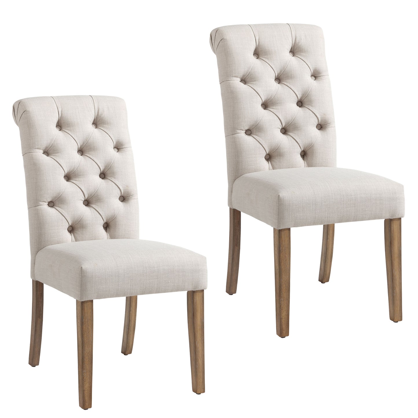 Melia Side Chair, Set of 2 in Beige and Vintage Oak