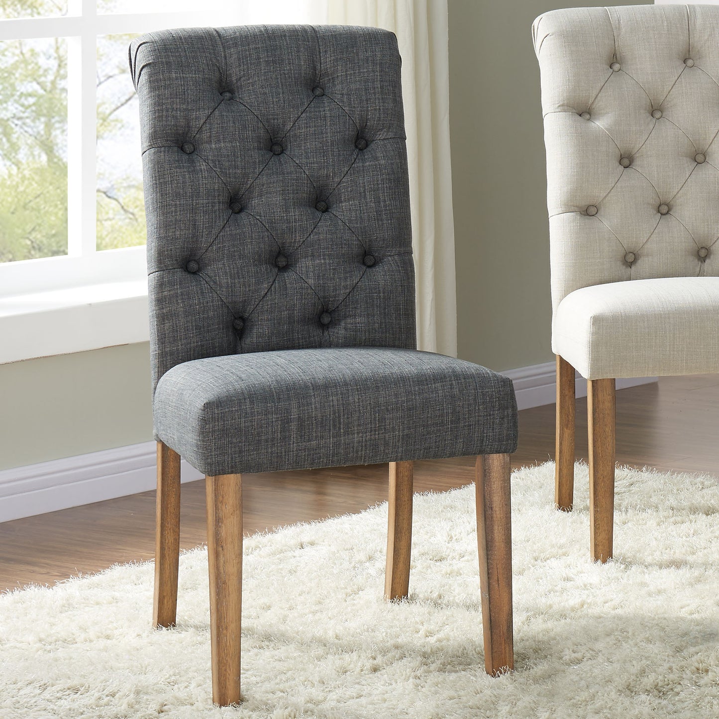 Melia Side Chair, Set of 2 in Grey and Vintage Oak