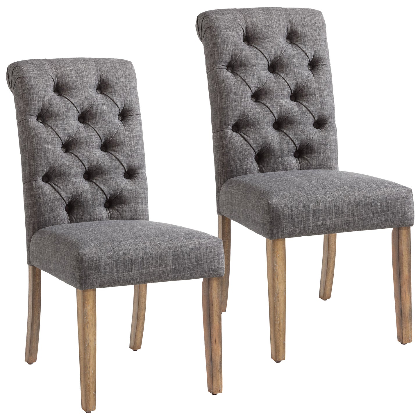 Melia Side Chair, Set of 2 in Grey and Vintage Oak