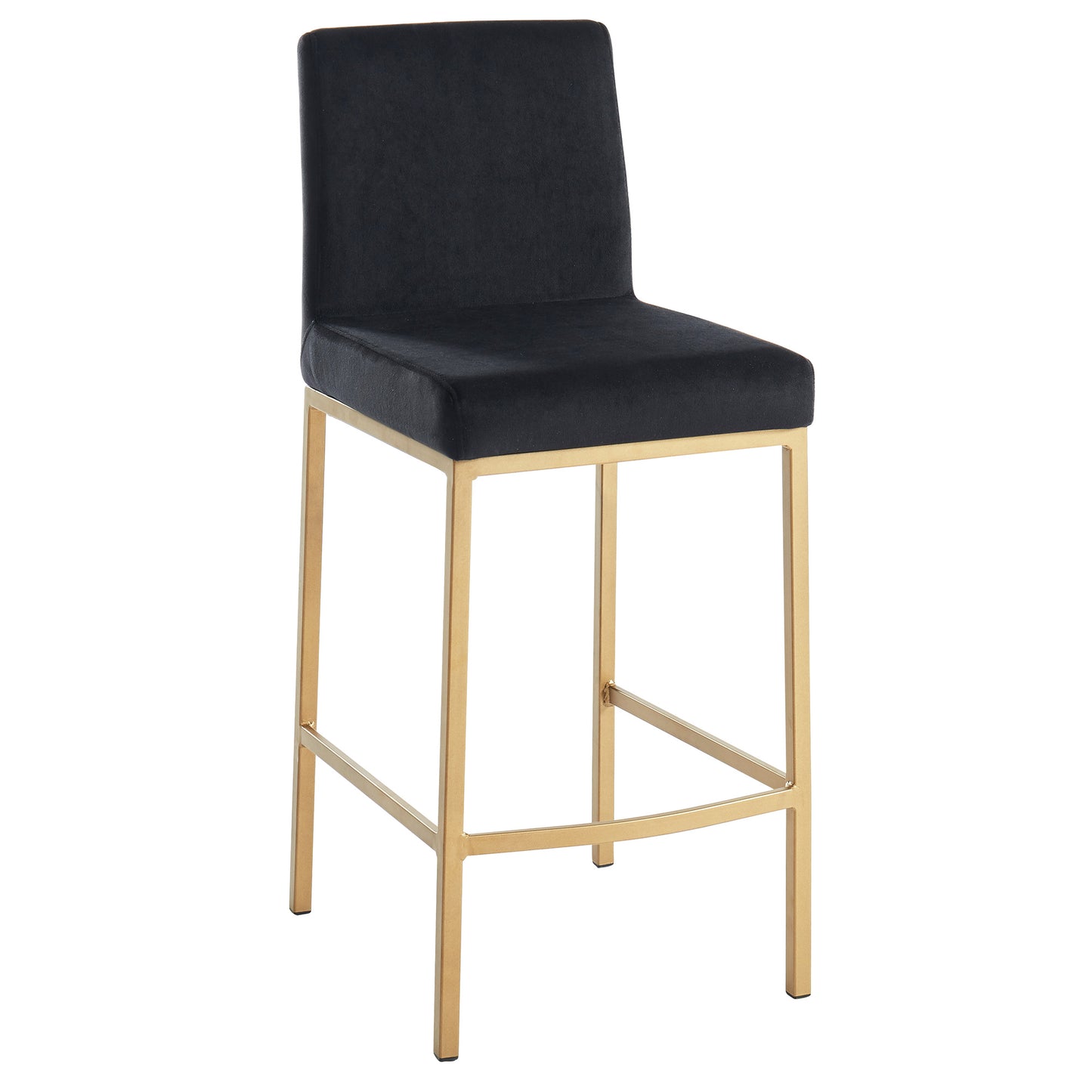 Diego 26" Counter Stool, Set of 2 in Black and Aged Gold Leg