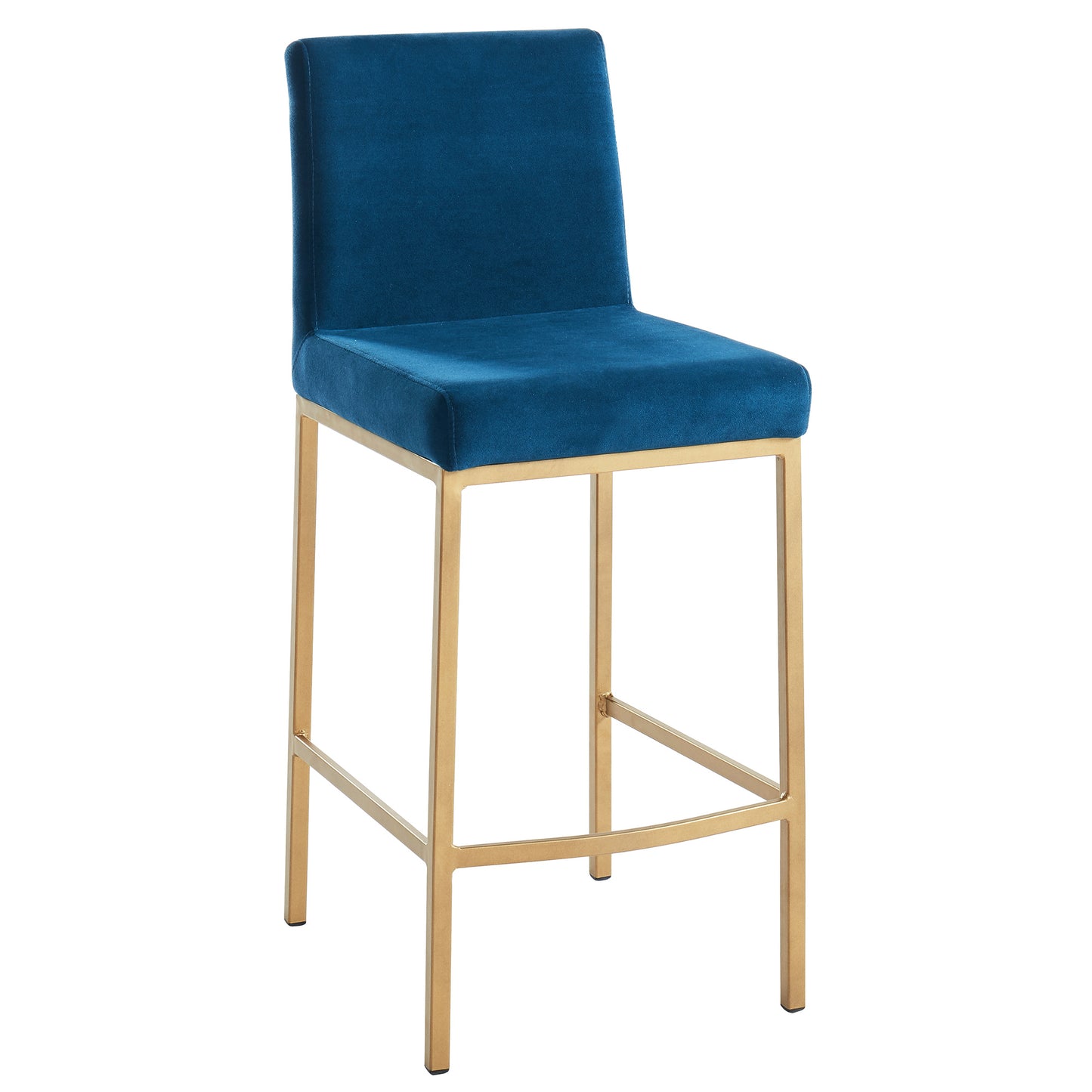 Diego 26" Counter Stool, Set of 2 in Blue and Aged Gold Leg