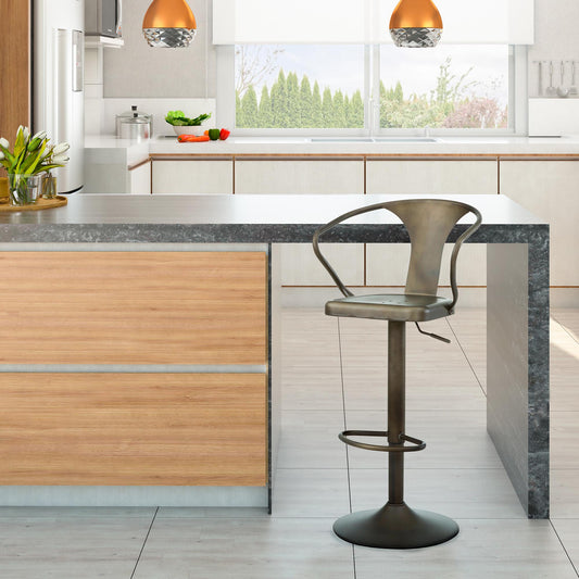 Astra Adjustable Air Lift Stool in Gunmetal