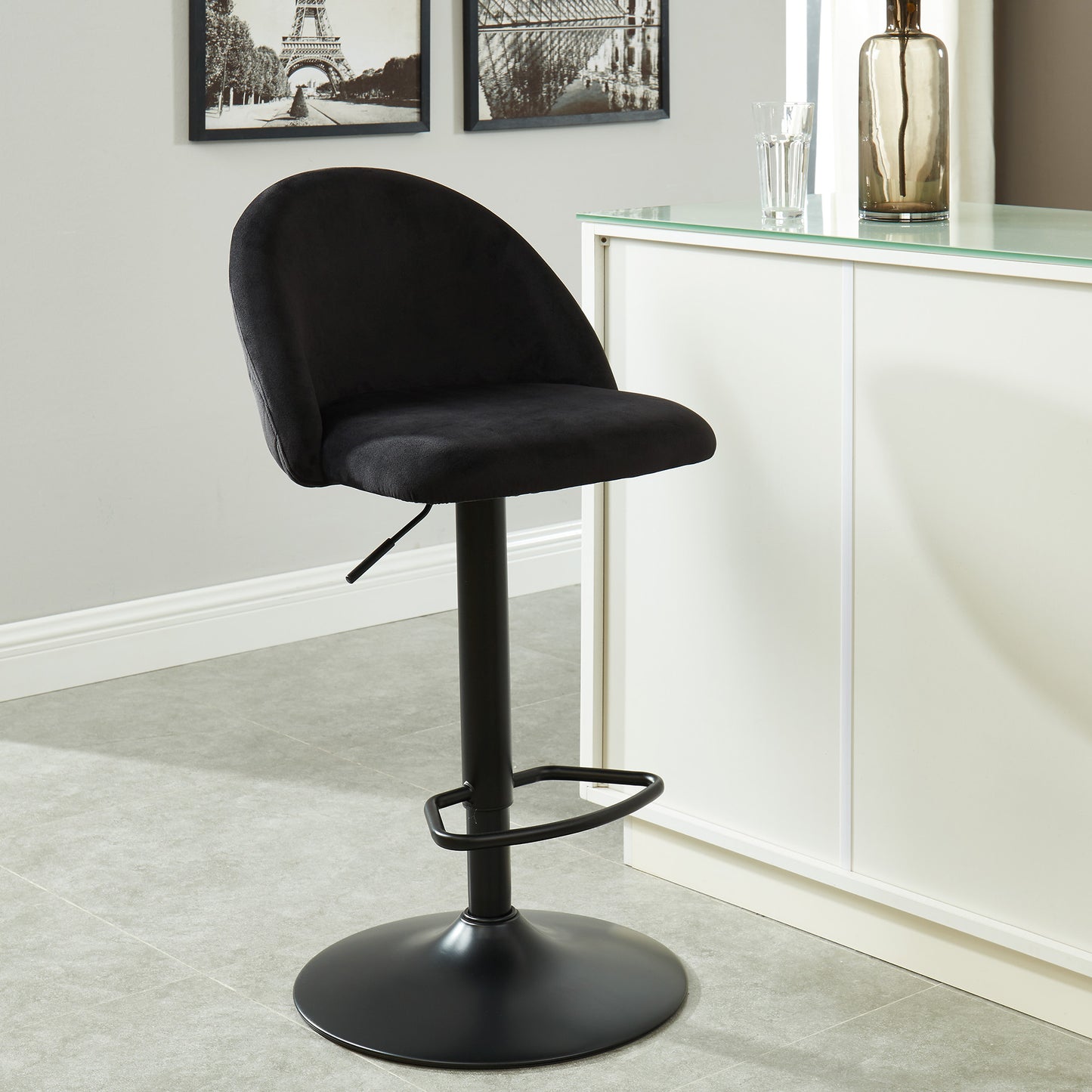 Sataro Adjustable Air Lift Stool in Black