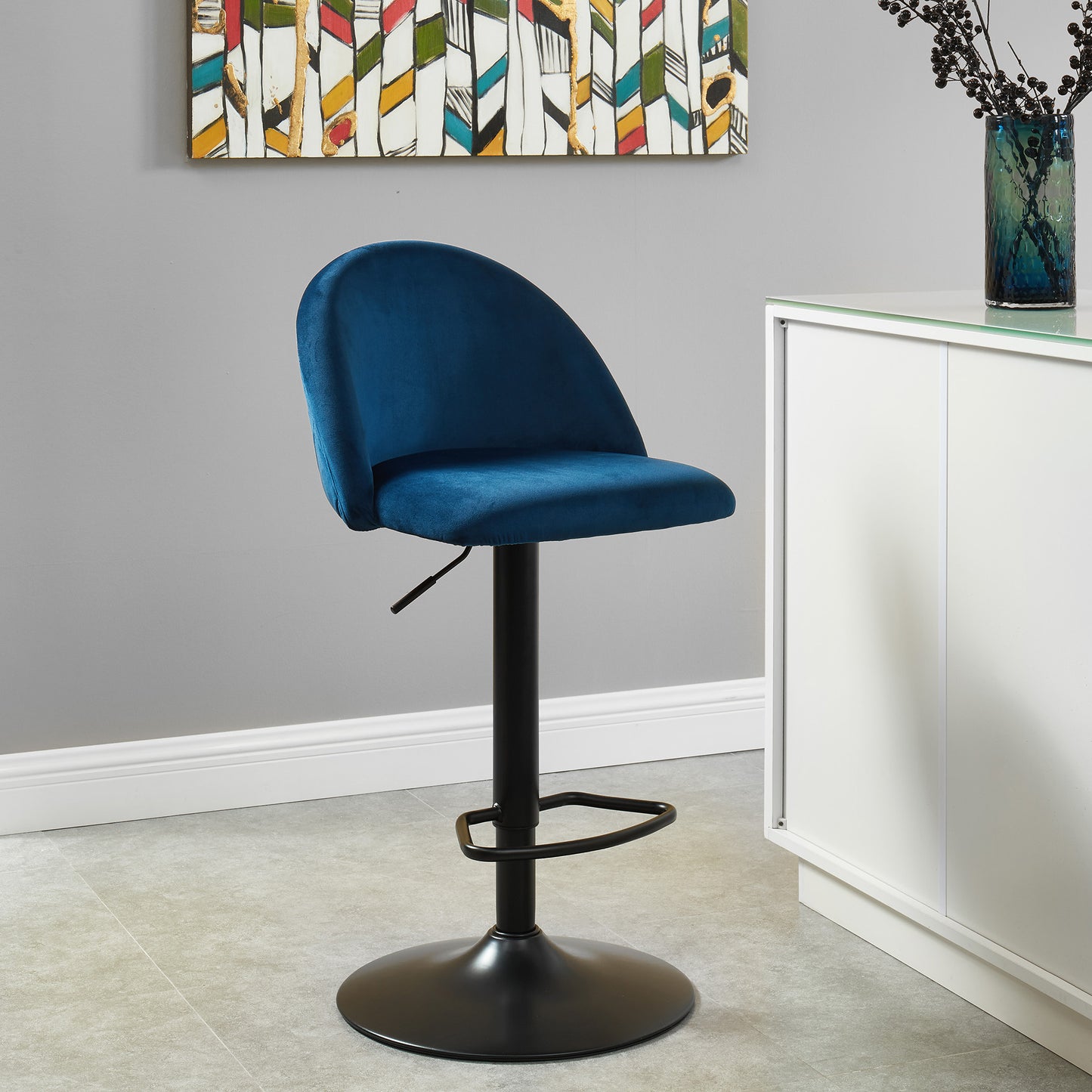 Sataro Adjustable Air Lift Stool in Blue and Black