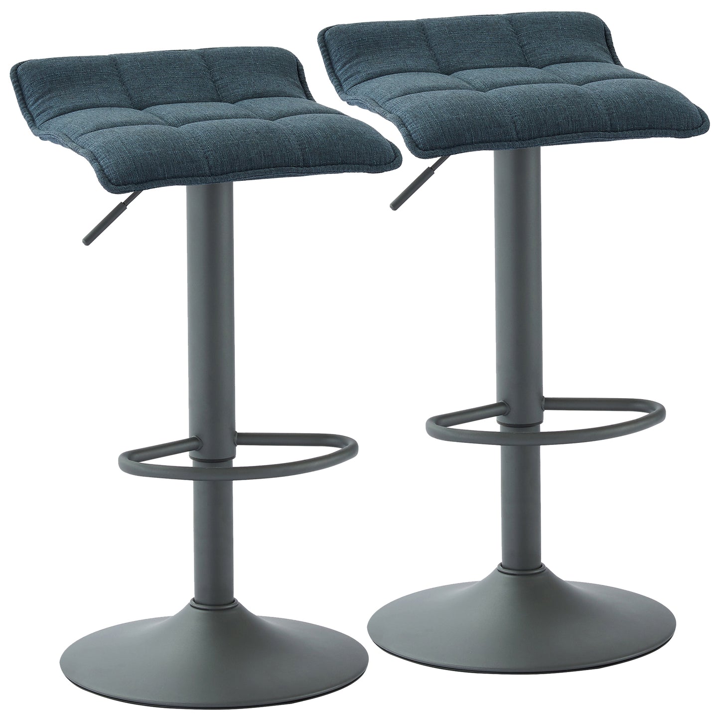 Pluto Adjustable Air Lift Stool, Set of 2 in Blue-Grey and Grey