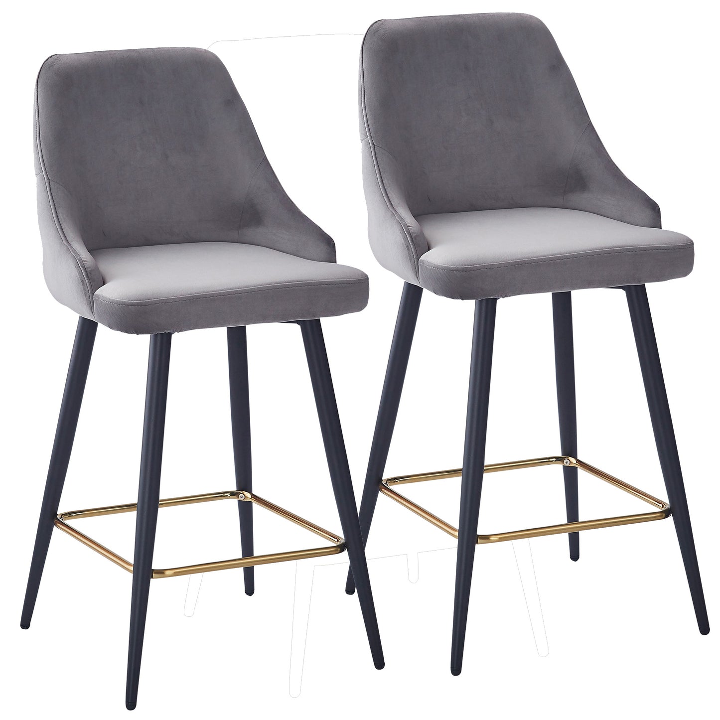 Roxanne Ii 26" Counter Stool, Set of 2 in Grey and Black