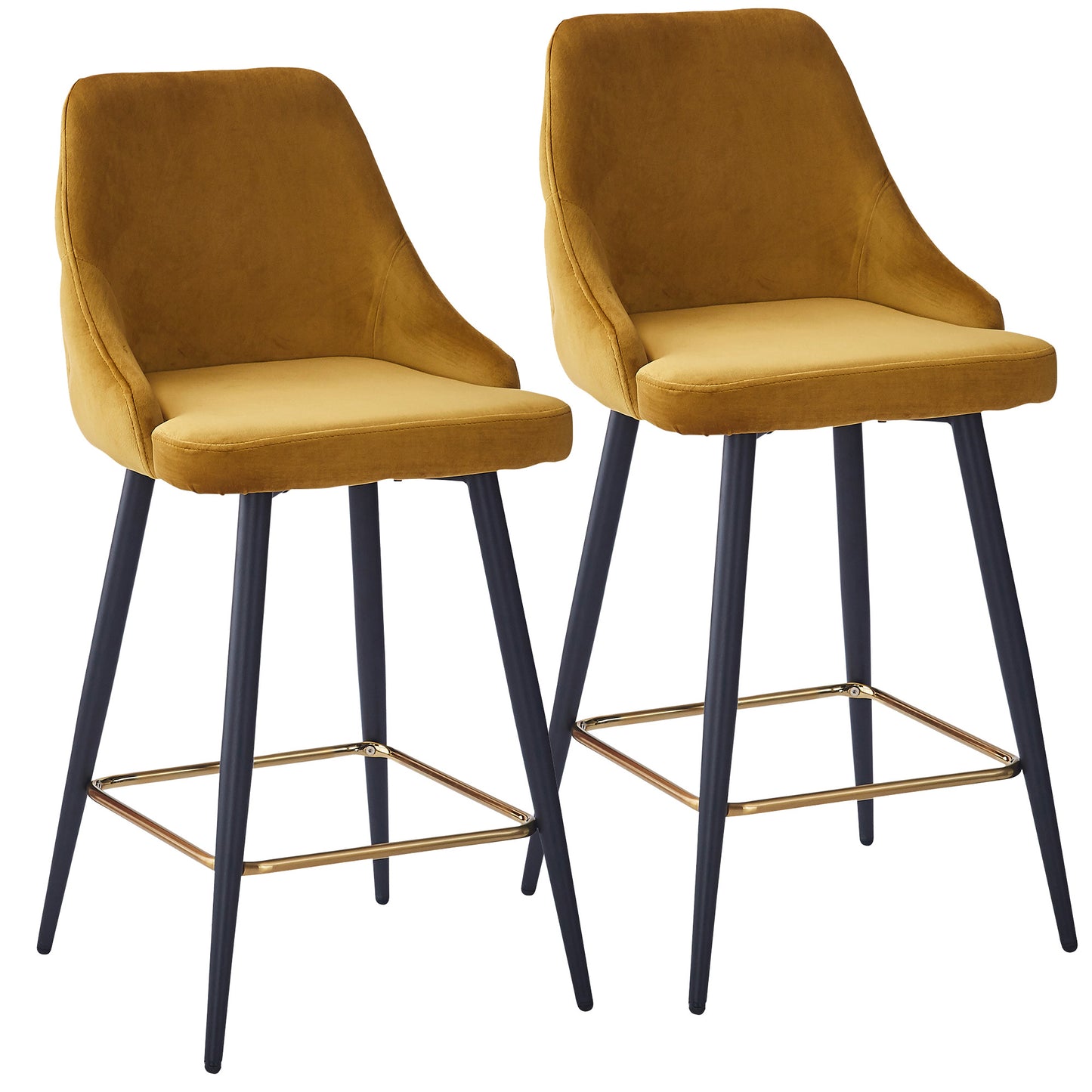 Roxanne Ii 26" Counter Stool, Set of 2 in Mustard and Black