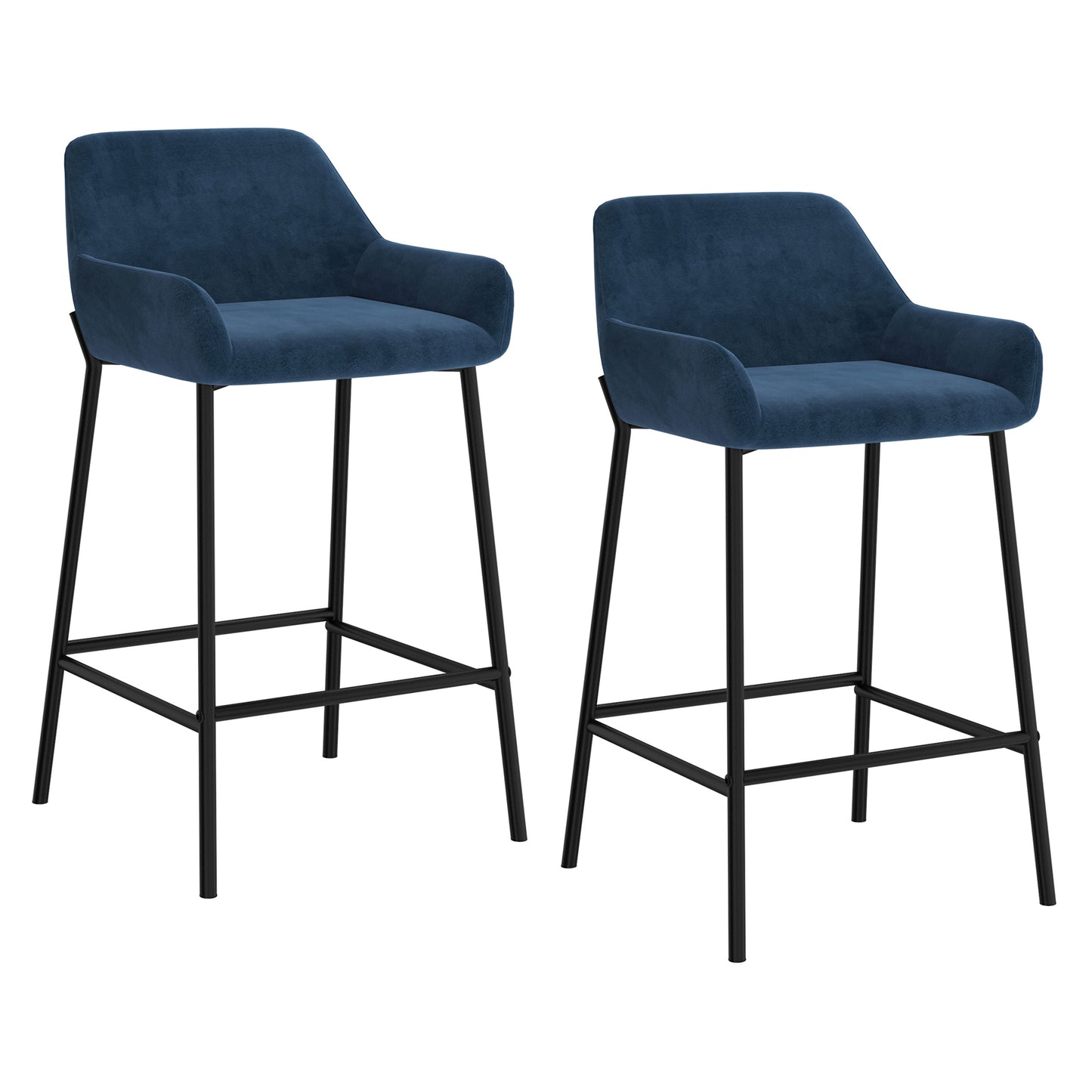 Baily 26" Counter Stool, Set of 2 in Blue and Black