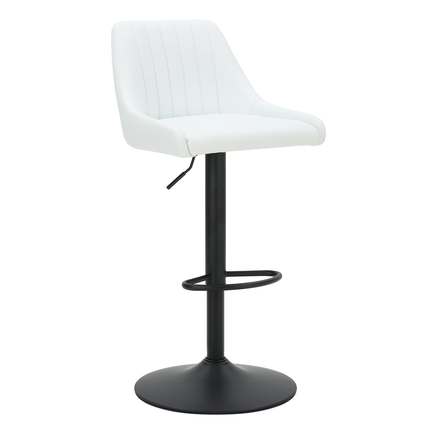 Kron Adjustable Height Air-Lift Swivel Stool, Set of 2, in White Faux Leather