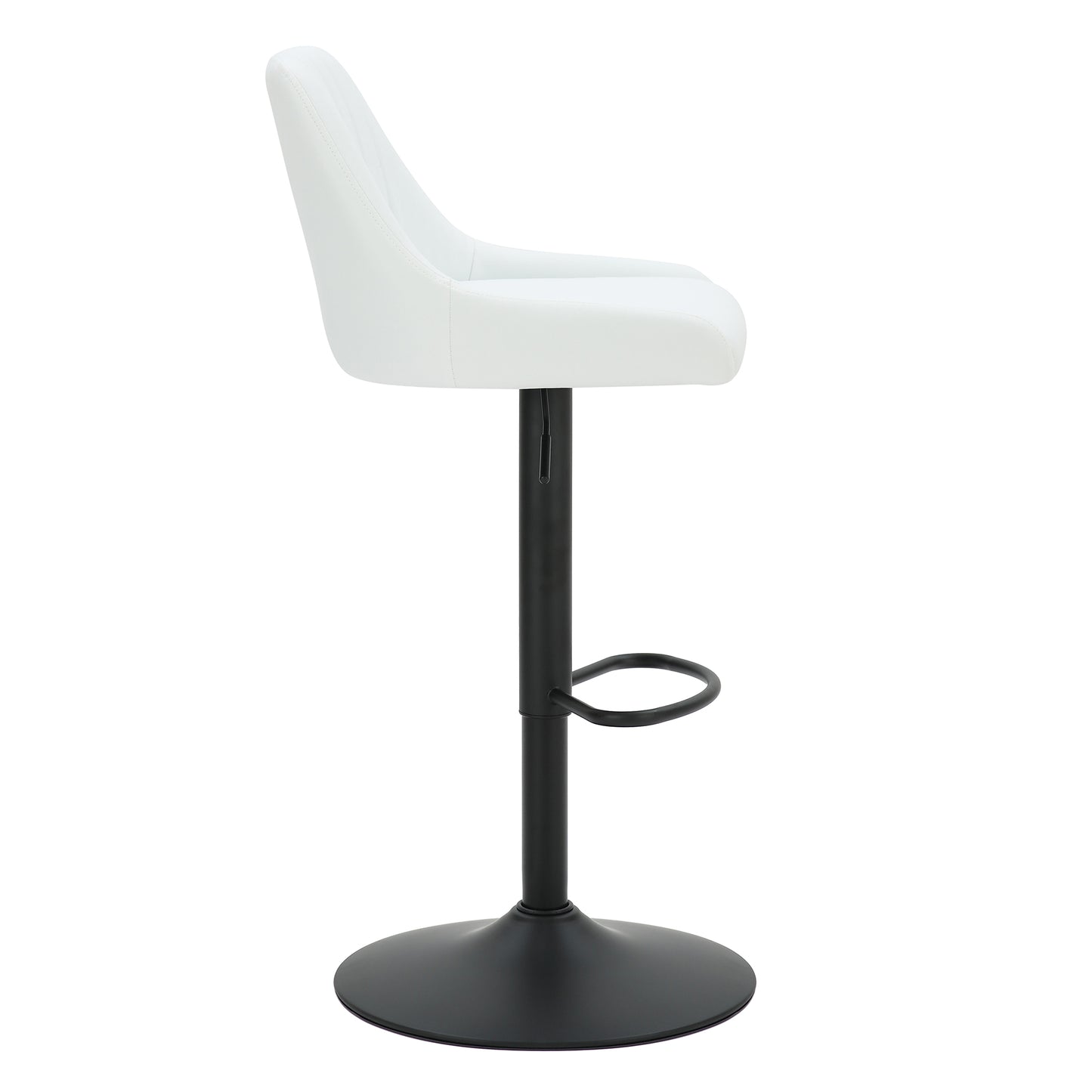 Kron Adjustable Height Air-Lift Swivel Stool, Set of 2, in White Faux Leather