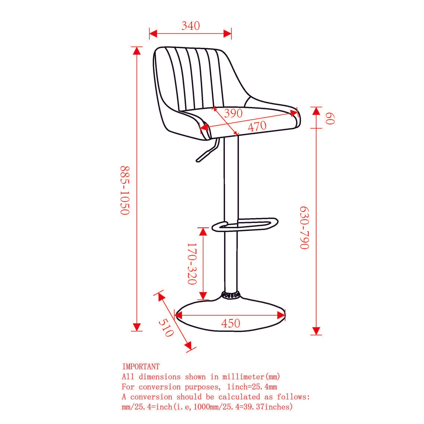 Kron Adjustable Height Air-Lift Swivel Stool, Set of 2, in White Faux Leather